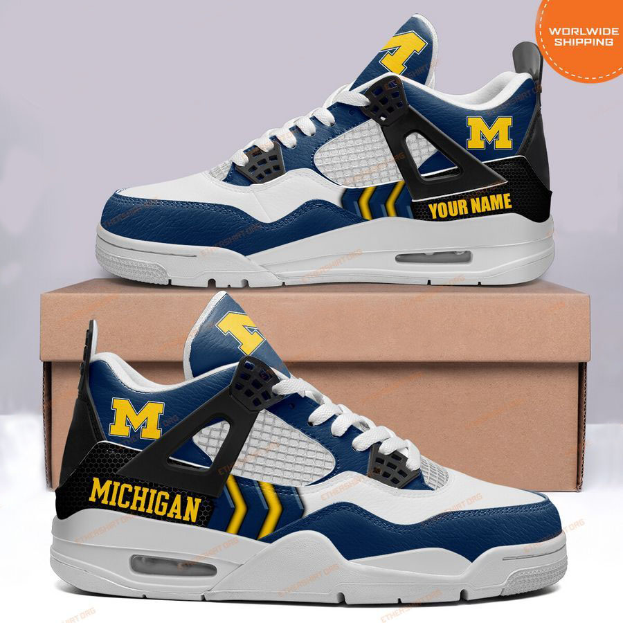 HOT Michigan Wolverines CUSTOM NAME Air Jordan 4 Sneaker
