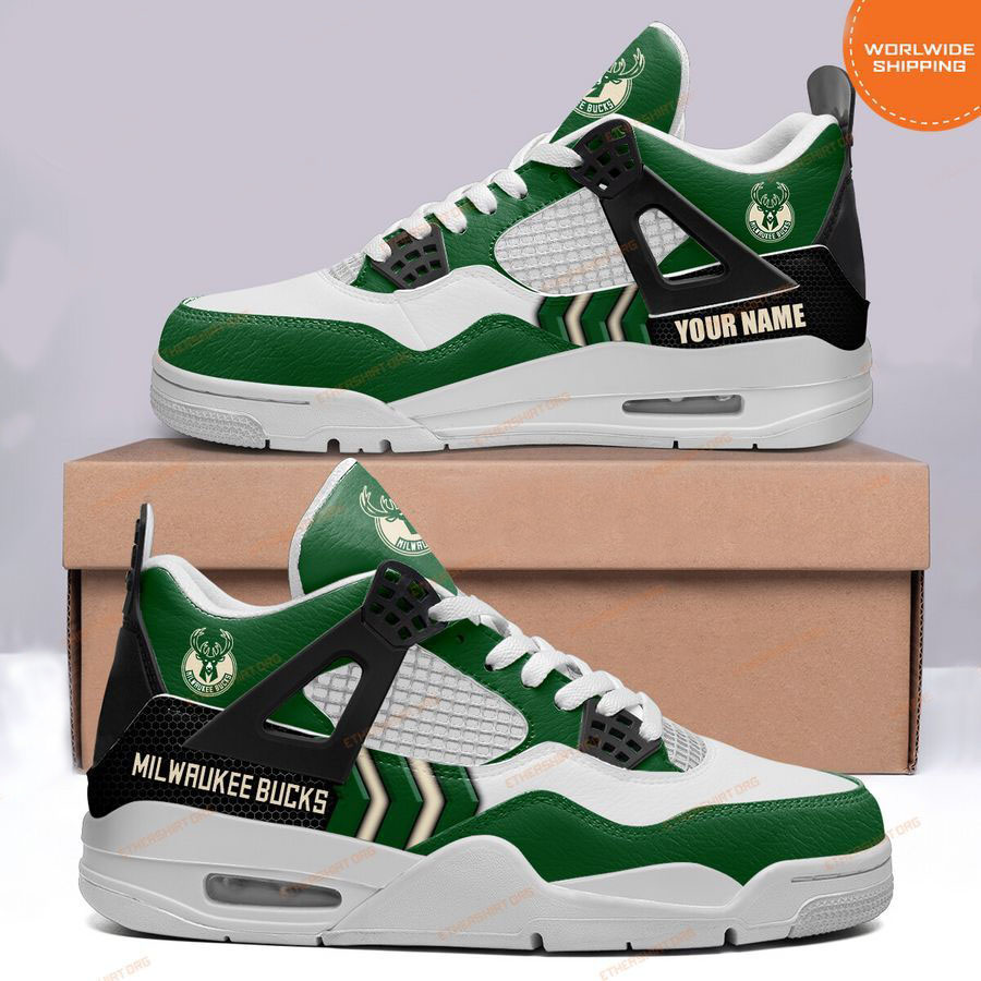 HOT Milwaukee Bucks Custom Name Air Jordan 4 Sneaker