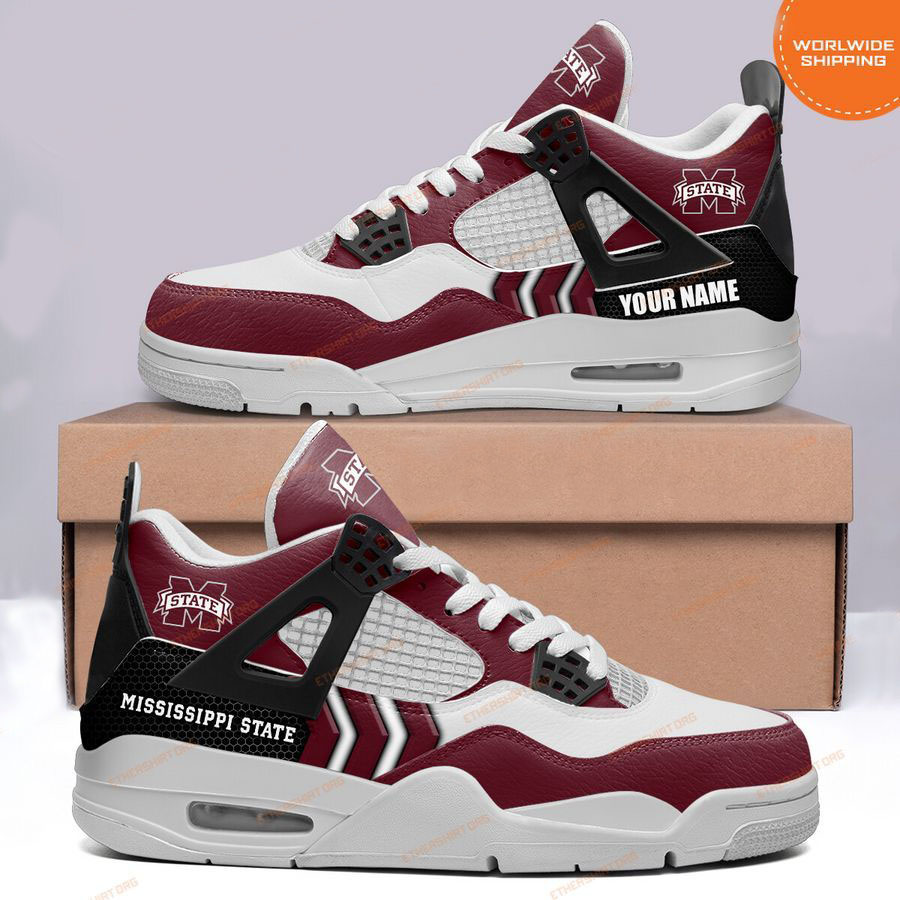 HOT Mississippi State Bulldogs CUSTOM NAME Air Jordan 4 Sneaker
