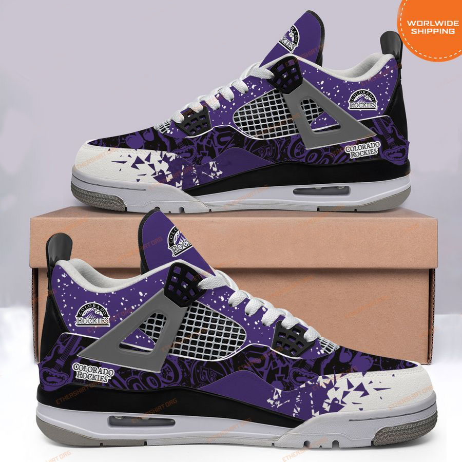 HOT MLB Colorado Rockies Air Jordan 4 Sneakers