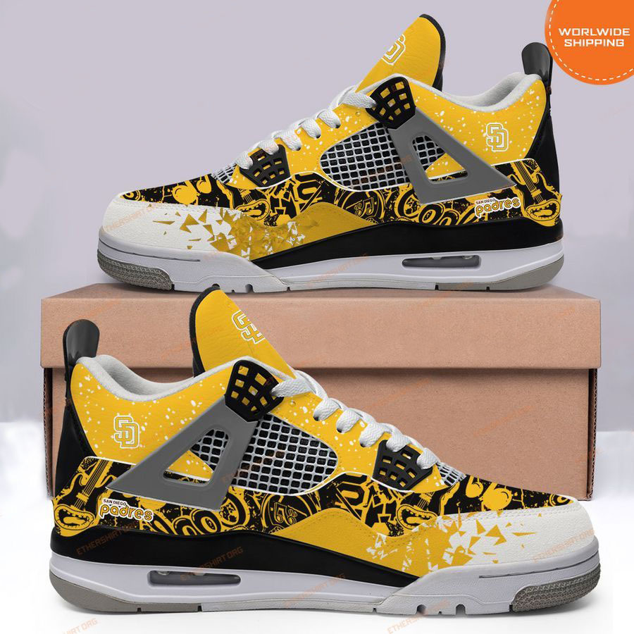 HOT MLB San Diego Padres Air Jordan 4 Sneakers