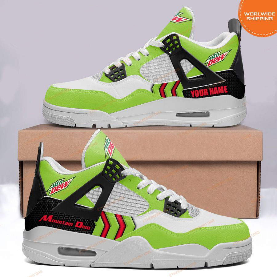 HOT Mountain Dew CUSTOM NAME Air Jordan 4 Sneaker