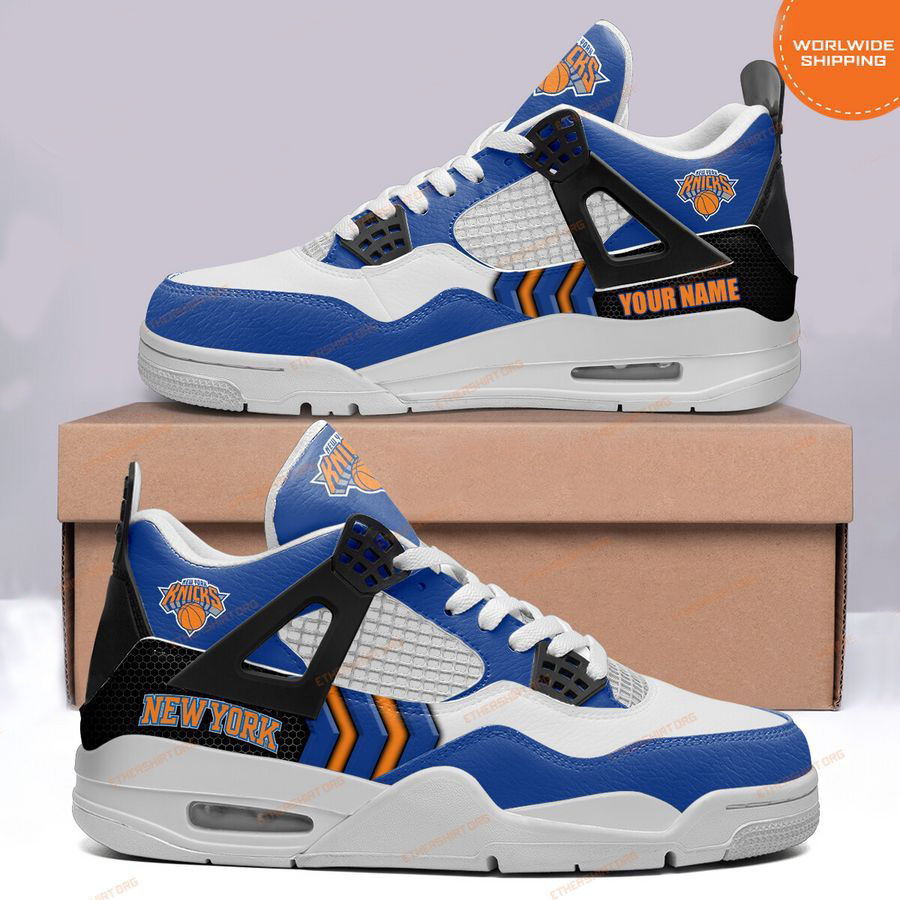 HOT New York Knicks Custom Name Air Jordan 4 Sneaker