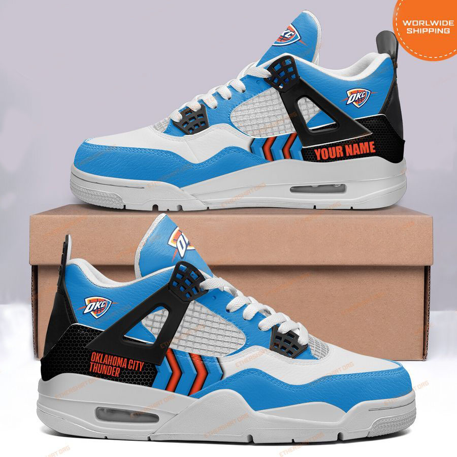 HOT Oklahoma City Thunder Custom Name Air Jordan 4 Sneaker