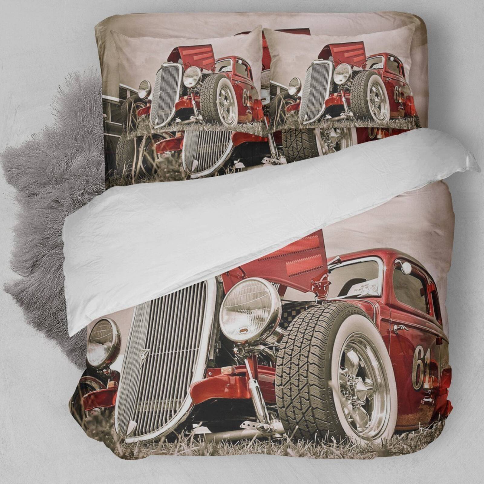 Hot Rod Car Duvet Cover Bedding Set