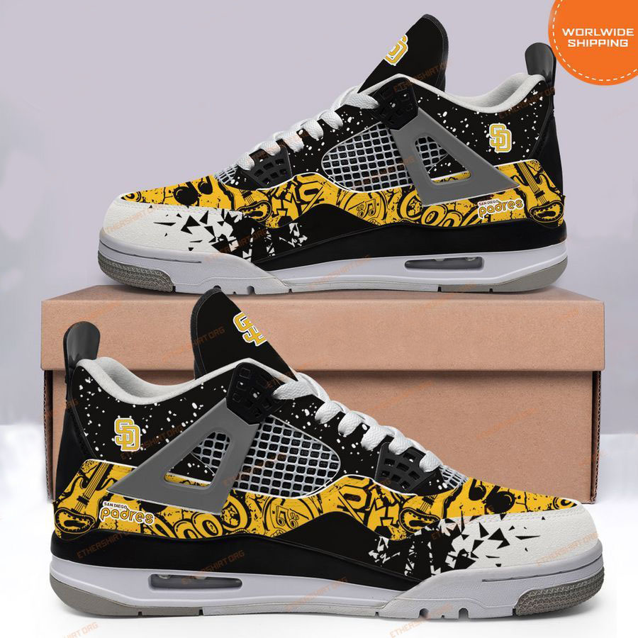 HOT San Diego Padres Air Jordan 4 Sneakers