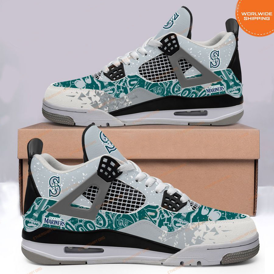 HOT Seattle Mariners Air Jordan 4 Sneakers