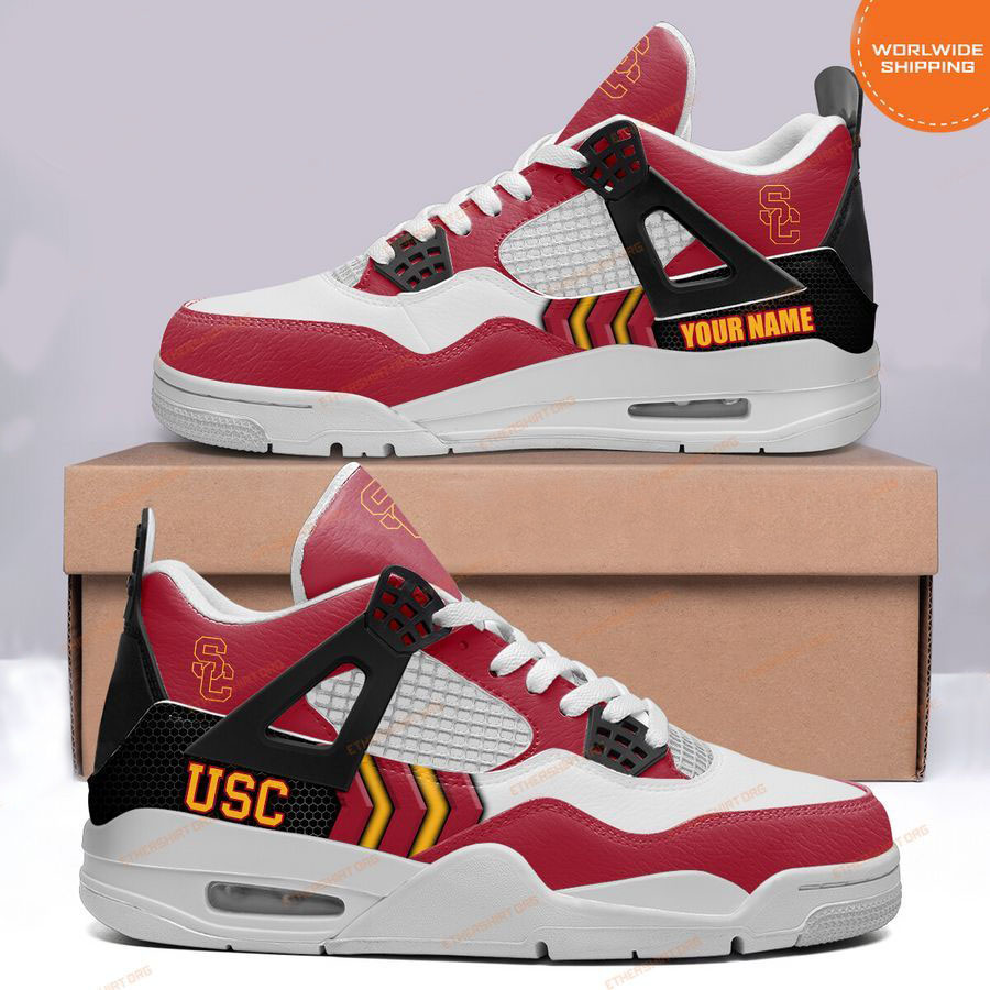 HOT USC Trojans CUSTOM NAME Air Jordan 4 Sneaker