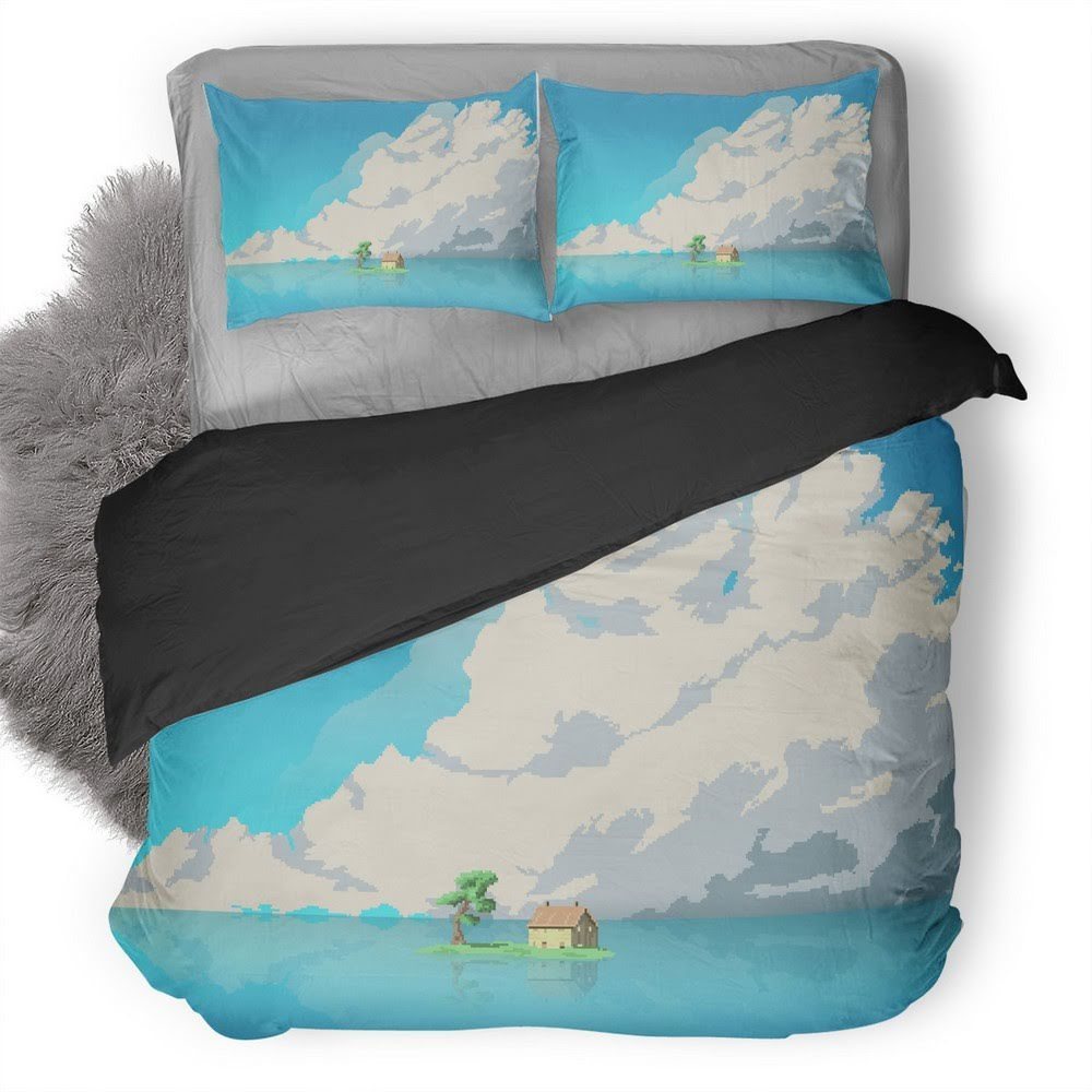 House Island In Middle Of Water 3D Customized Duvet Cover Bedding Set