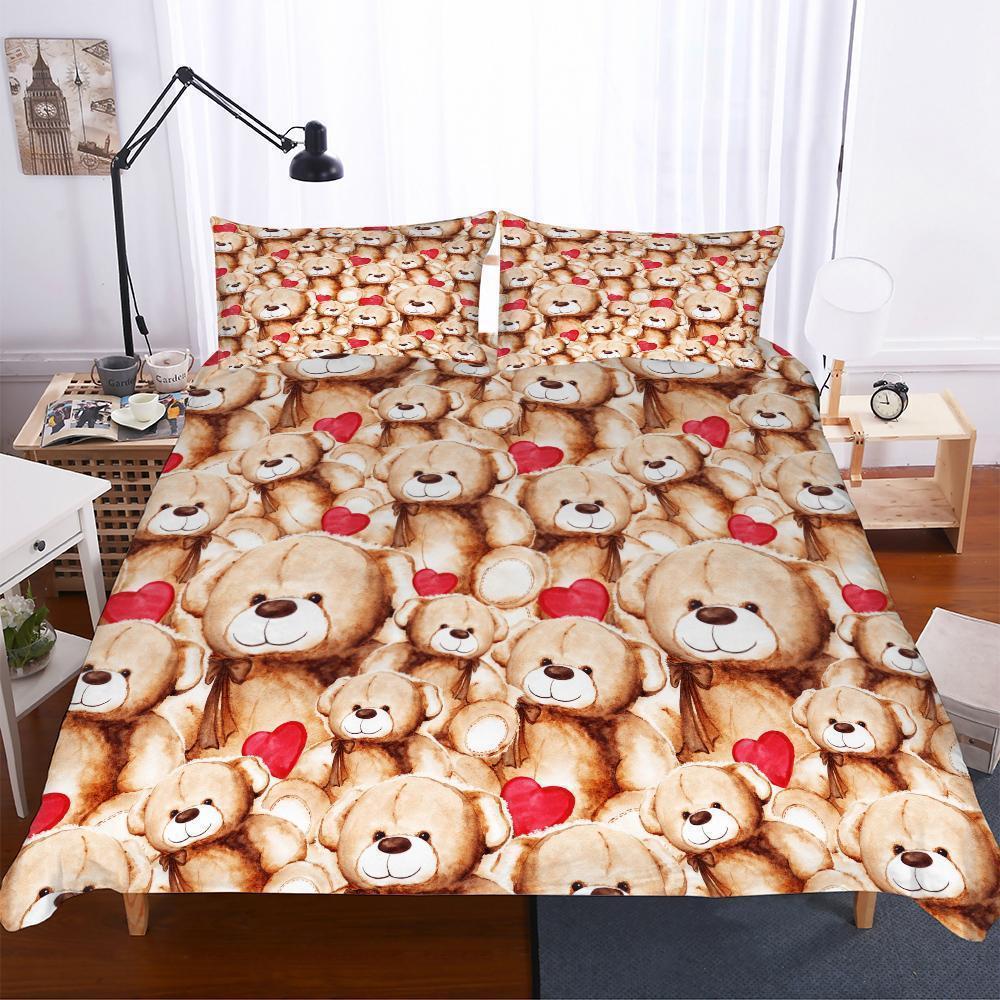Household Goods Teddy Bear Theme Digital Printing3D Customized Duvet Cover Bedding Set