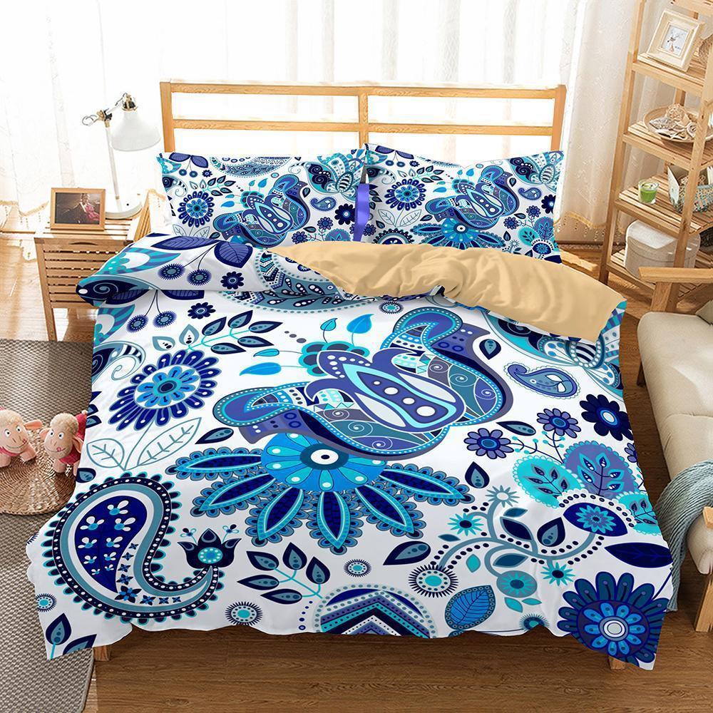 Household Items Pieceet Theme Bohemian Printet Variousizes Blues 3D Customized Duvet Cover Bedding Set