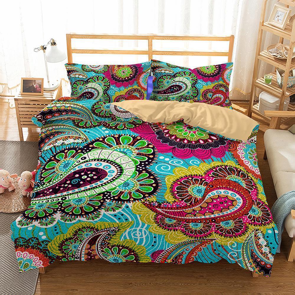 Household Items Pieceet Theme Bohemiantyle Printet Variousize 3D Customized Duvet Cover Bedding Set