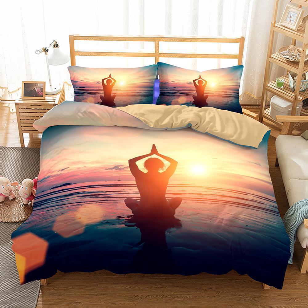 Household Items Theme Yoga Zen Printinget Multisizes 3D Customized Duvet Cover Bedding Set