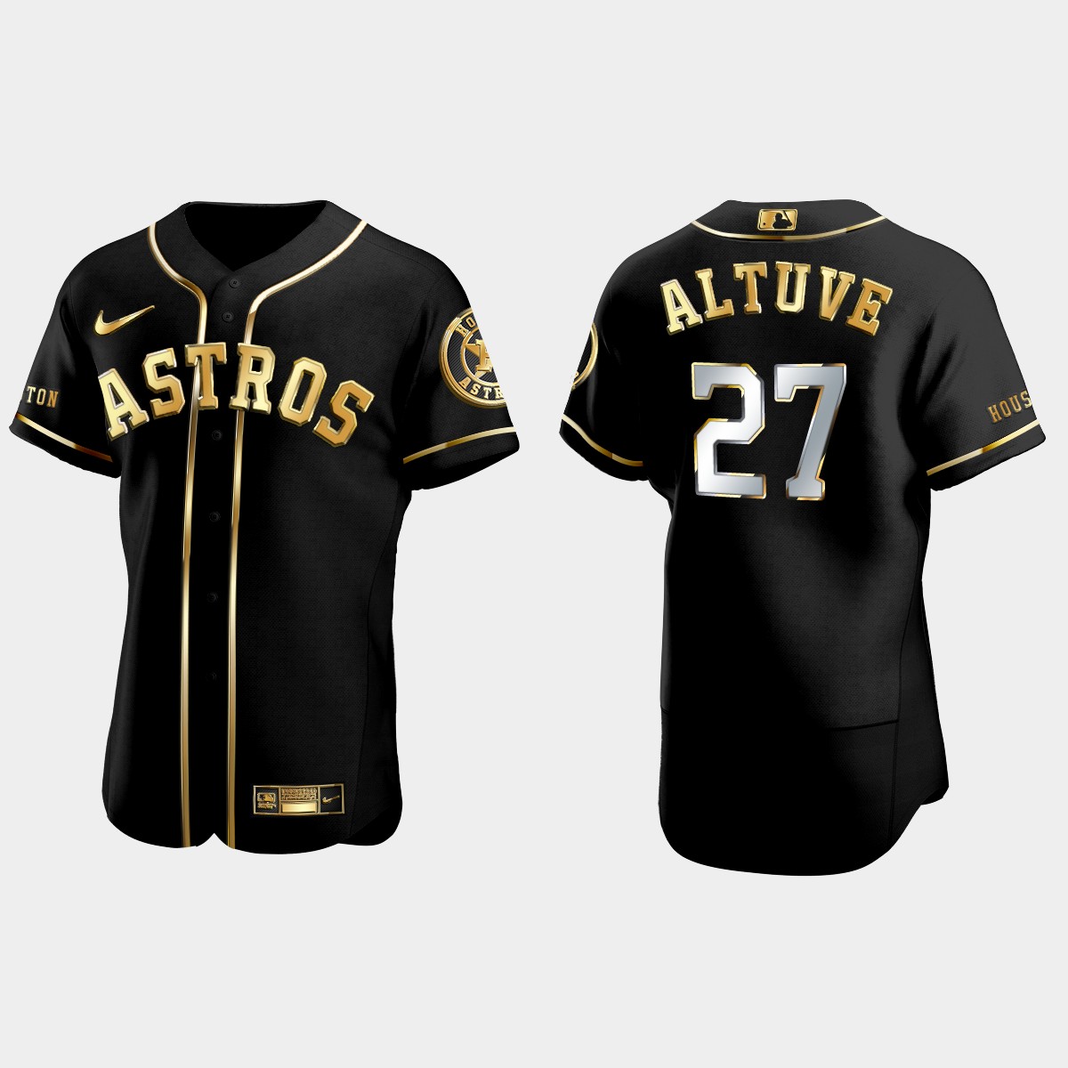Houston Astros #27 Jose Altuve Golden Edition Jersey - Black