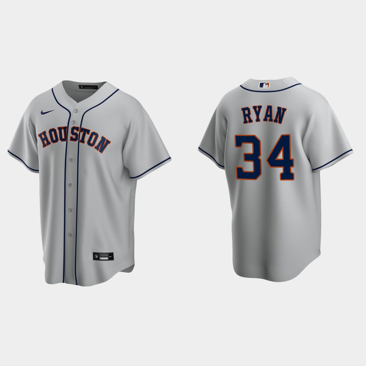 Houston Astros #34 Nolan Ryan Gray Road Jersey