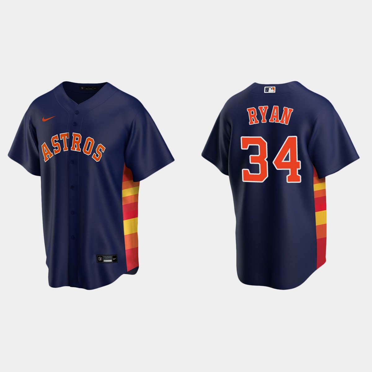 Houston Astros #34 Nolan Ryan Navy Alternate Jersey