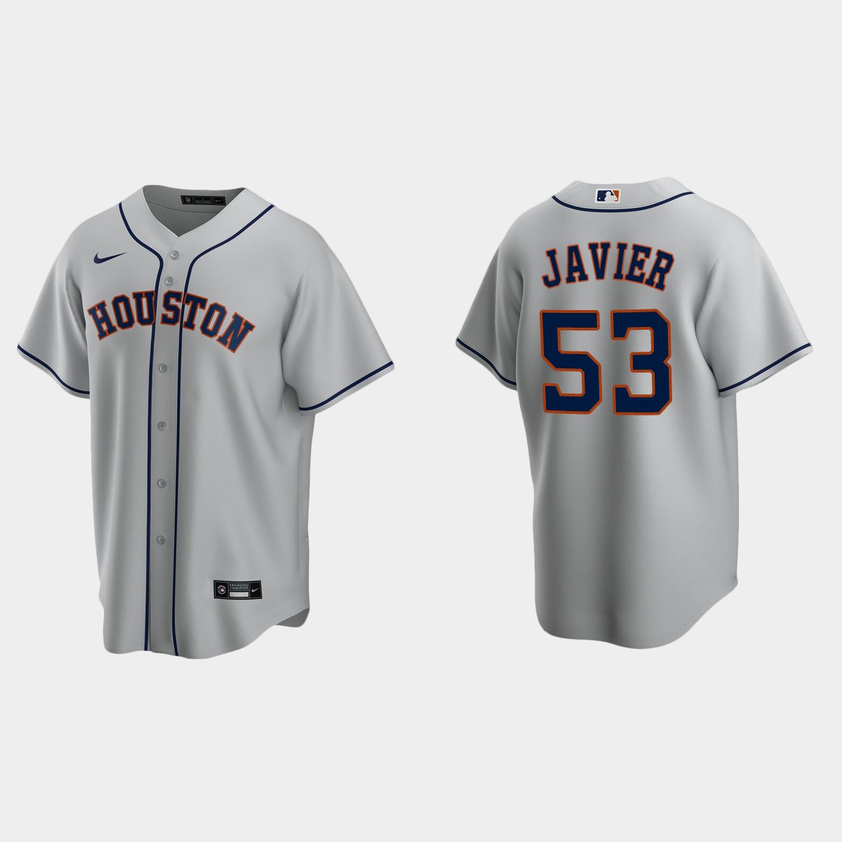 Houston Astros #53 Cristian Javier Road Jersey - Gray