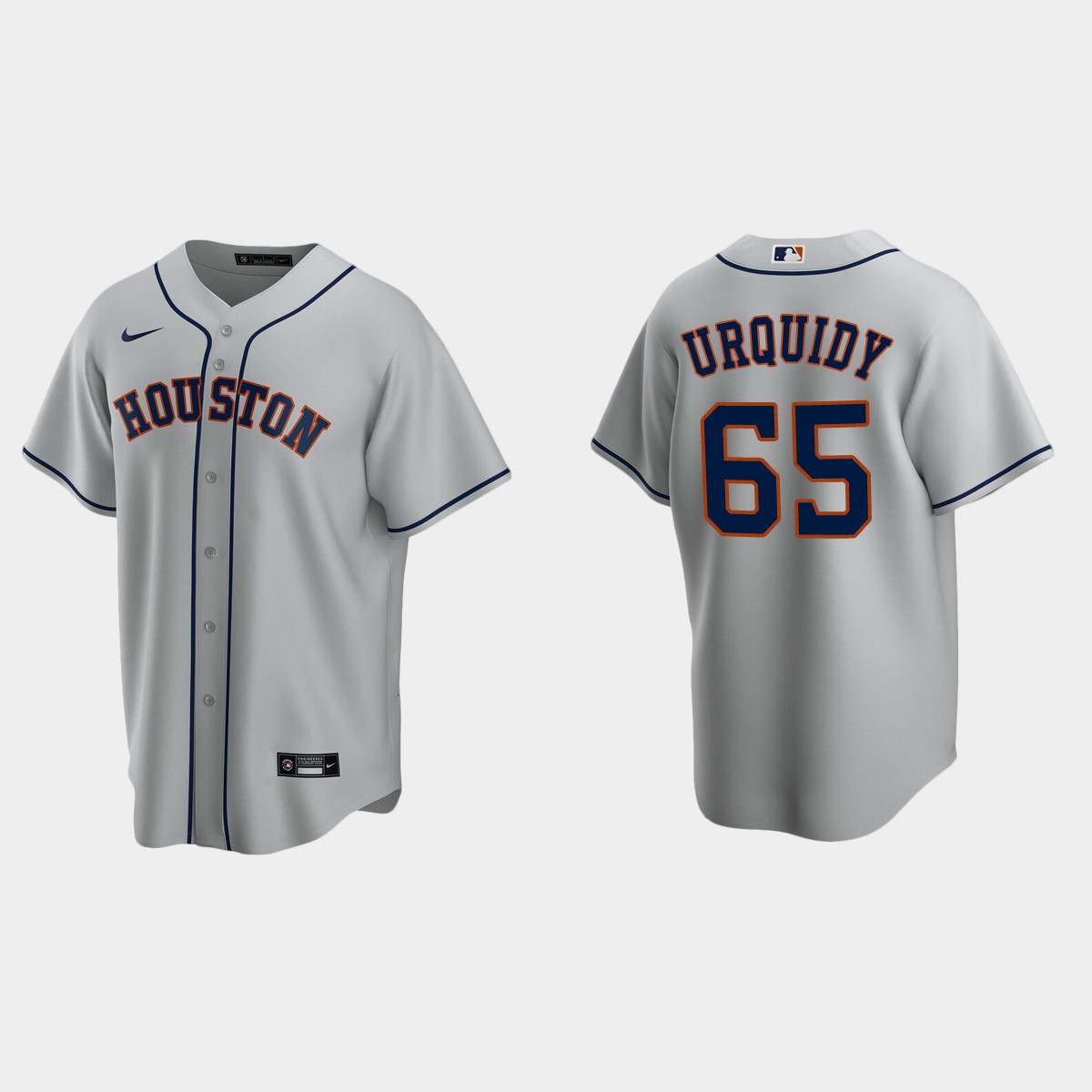 Houston Astros #65 Jose Urquidy Road Jersey - Gray