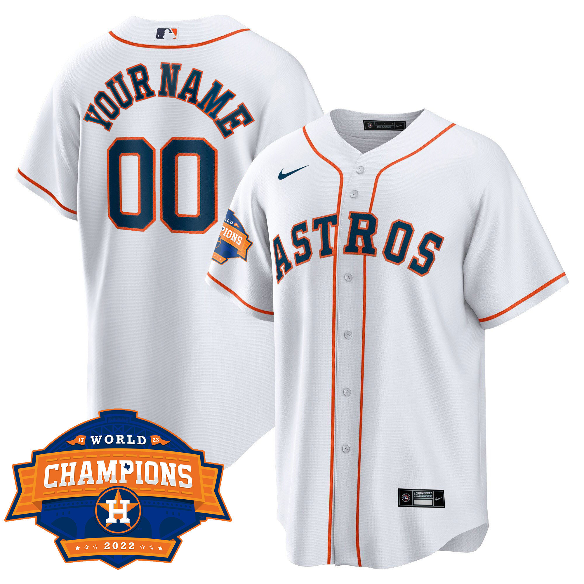 Houston Astros 2022 Champions Limited Custom Name And Number Cool Home Jersey - All Stitched