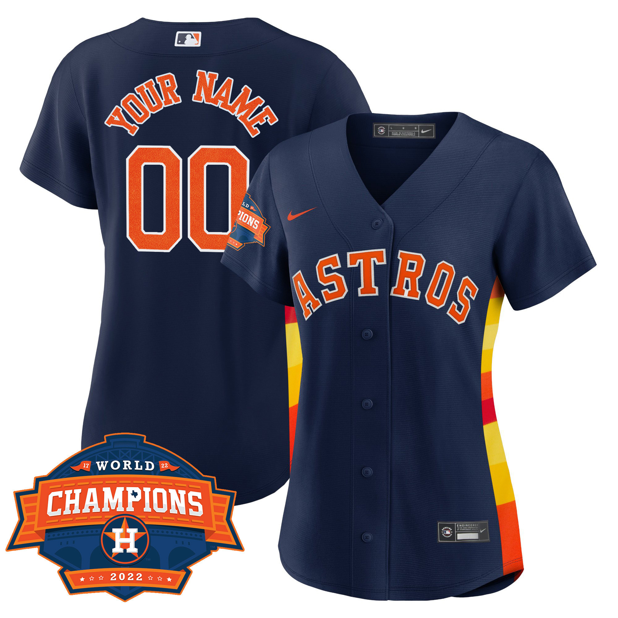 Houston Astros 2022 Champions Limited Custom Name And Number Cool Navy Jersey - All Stitched