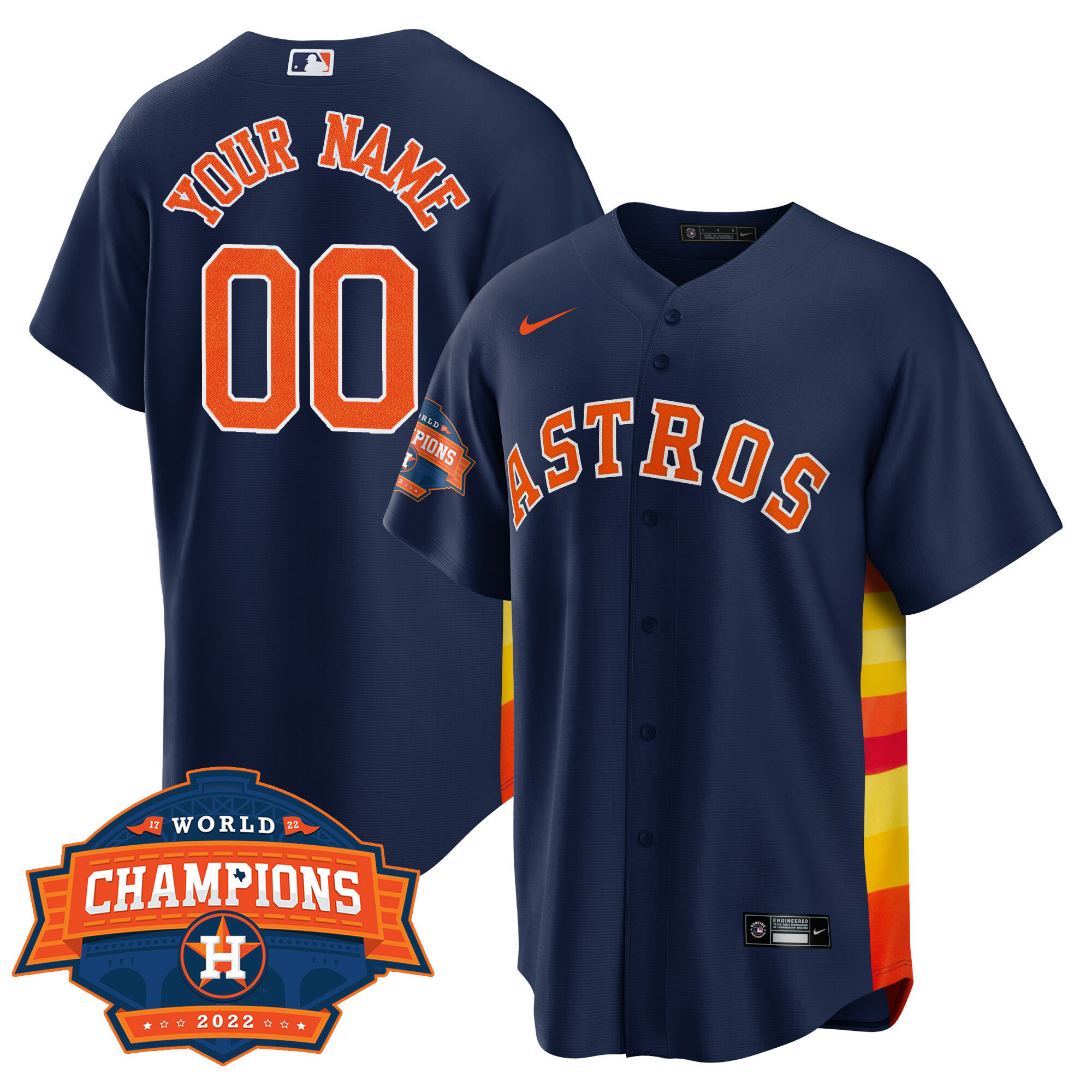 Houston Astros 2022 Champions Limited Custom Name And Number Cool Navy Jersey - All Stitched