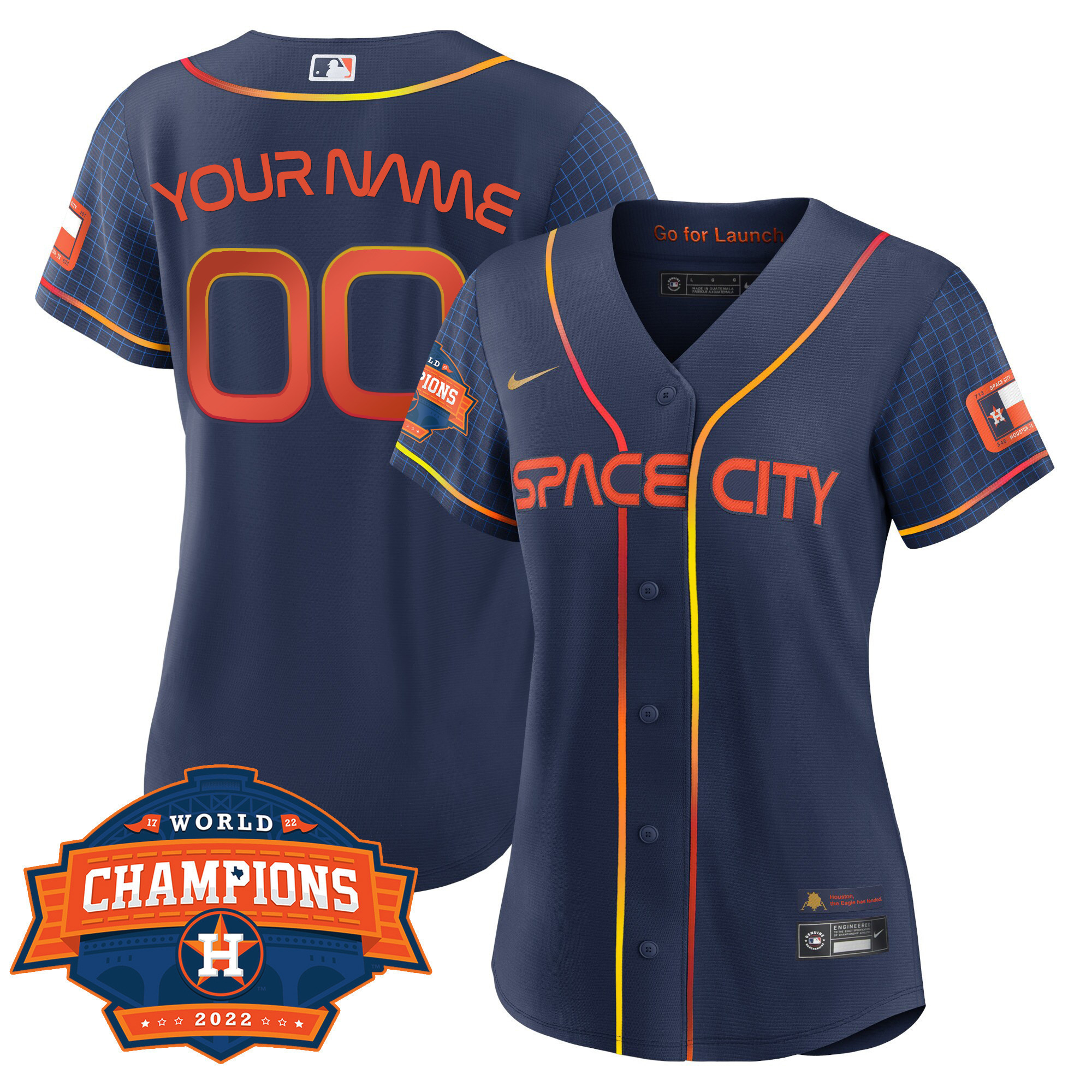 Houston Astros 2022 Champions Limited Custom Name And Number Cool Space City Jersey - All Stitched