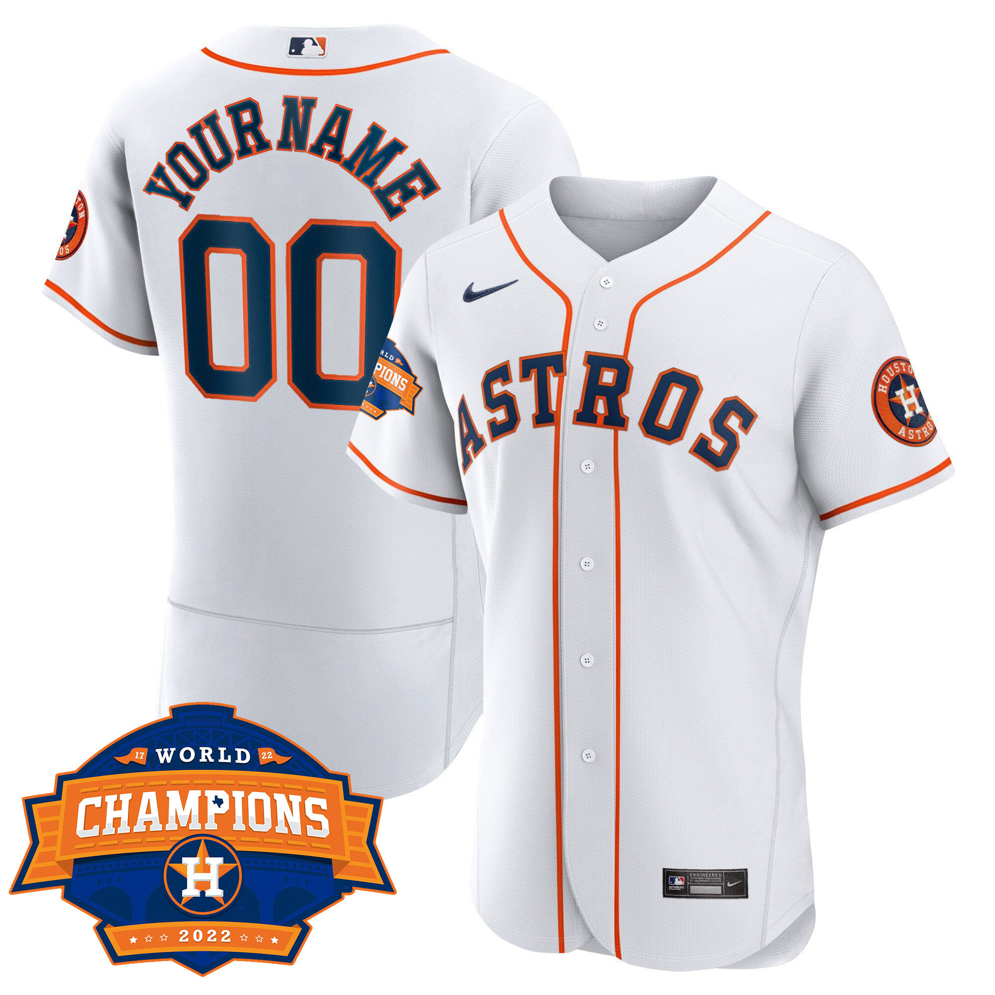 Houston Astros 2022 Champions Limited Custom Name And Number Flex Home Jersey - All Stitched
