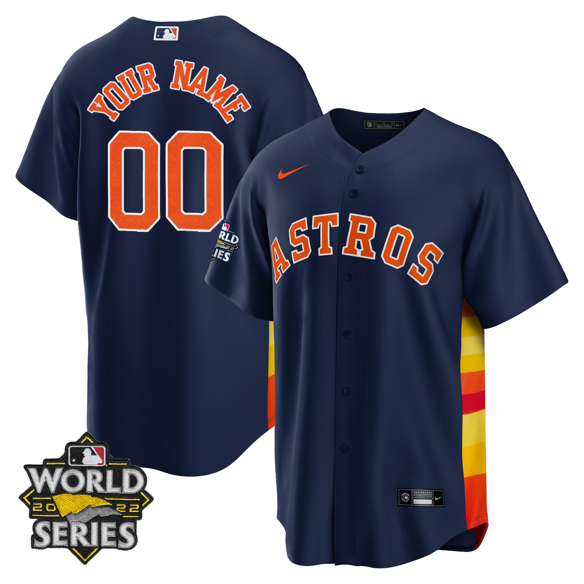 Houston Astros 2022 World Series Custom Name And Number Cool Navy Jersey - All Stitched