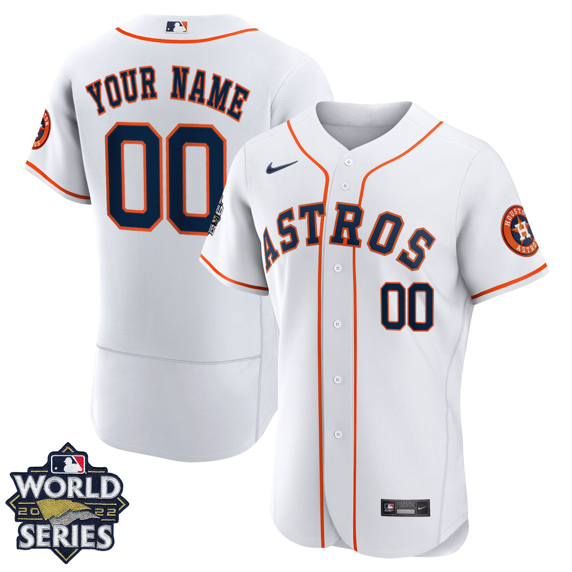 Houston Astros 2022 World Series Custom Name And Number Flex Home Jersey - All Stitched