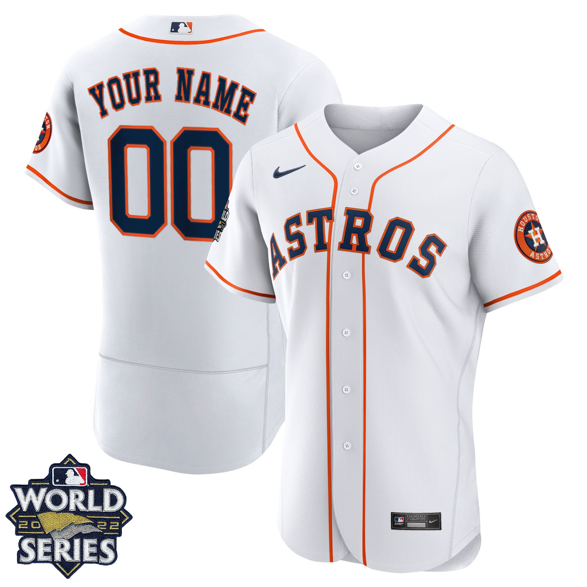 Houston Astros 2022 World Series Custom Name And Number Home Player - White Flex Base Jersey - All Stitched