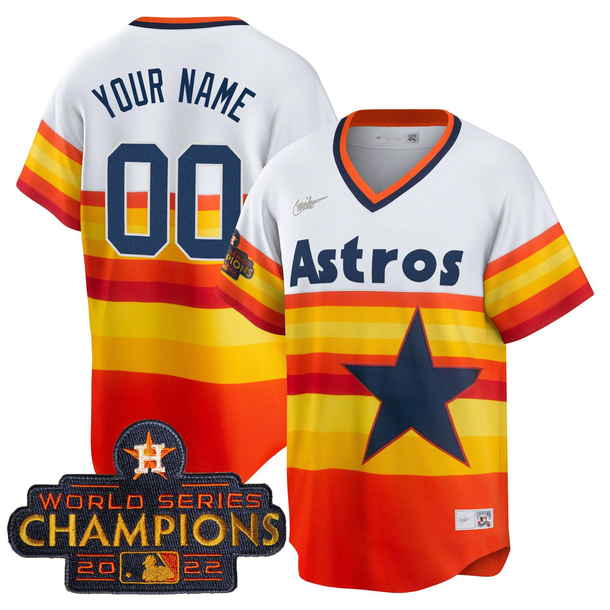 Houston Astros 2023 Gold Rush Collection Custom 1980's Throwback Jersey - All Stitched