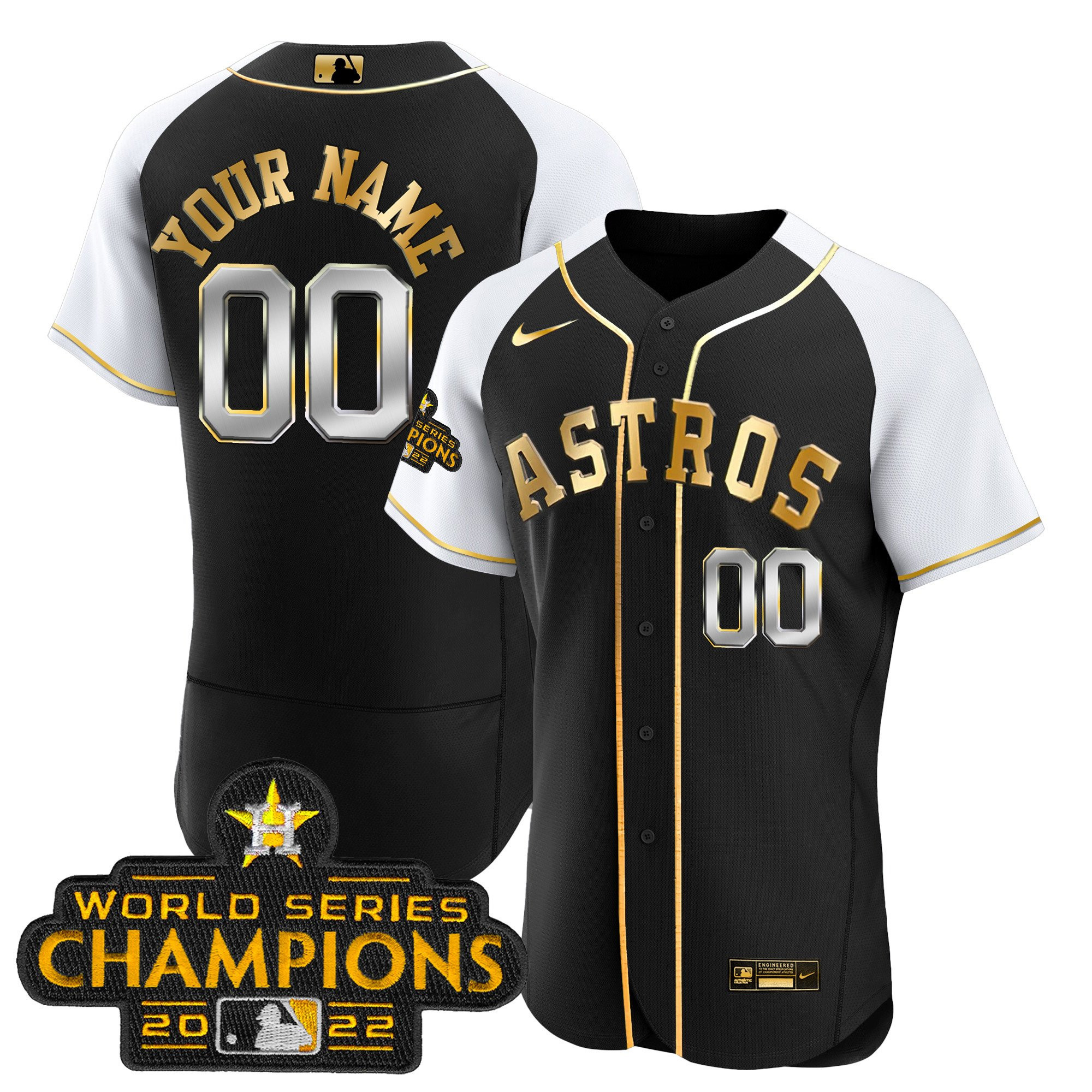 Houston Astros 2023 Gold Rush Collection Custom Flex Alternate Jersey - All Stitched