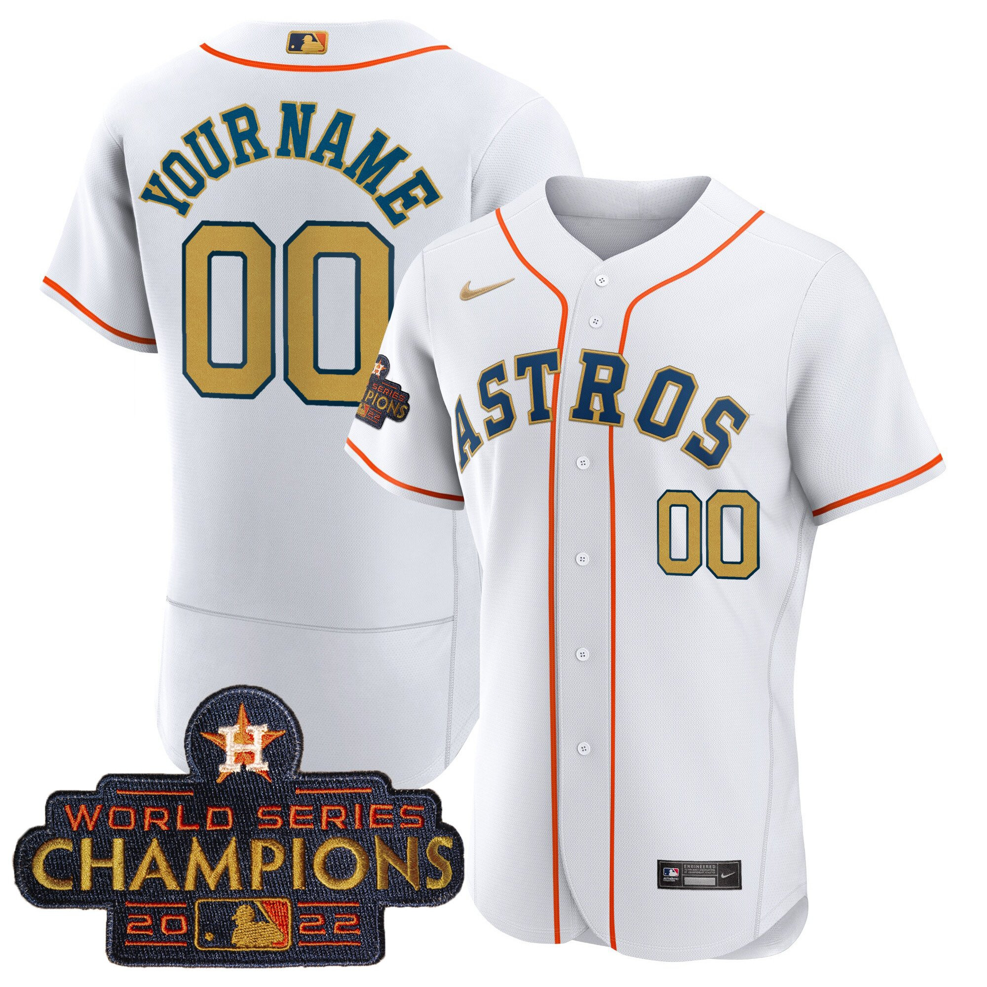 Houston Astros 2023 Gold Rush Collection Custom Flex Home Jersey - All Stitched