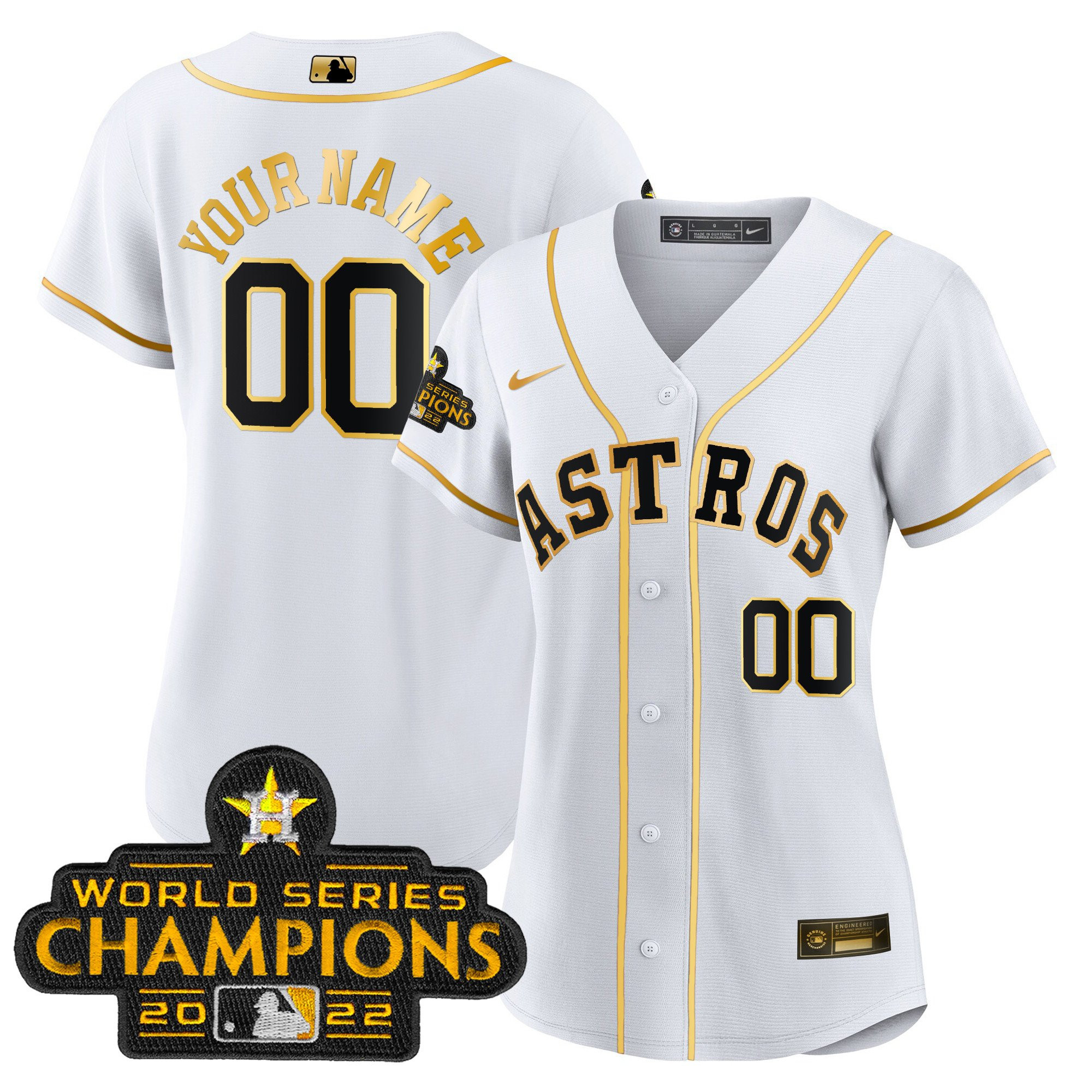 Houston Astros 2023 Gold Rush Collection Custom Flex White Jersey - All Stitched