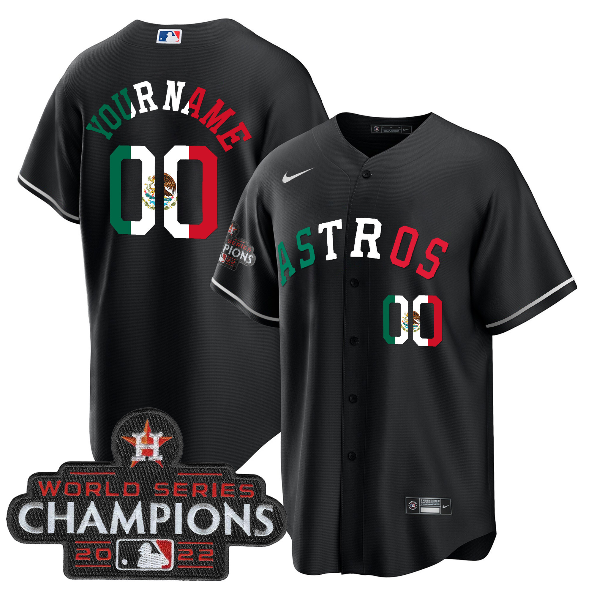 Houston Astros 2023 Mexico Custom Cool Base Jersey - All Stitched