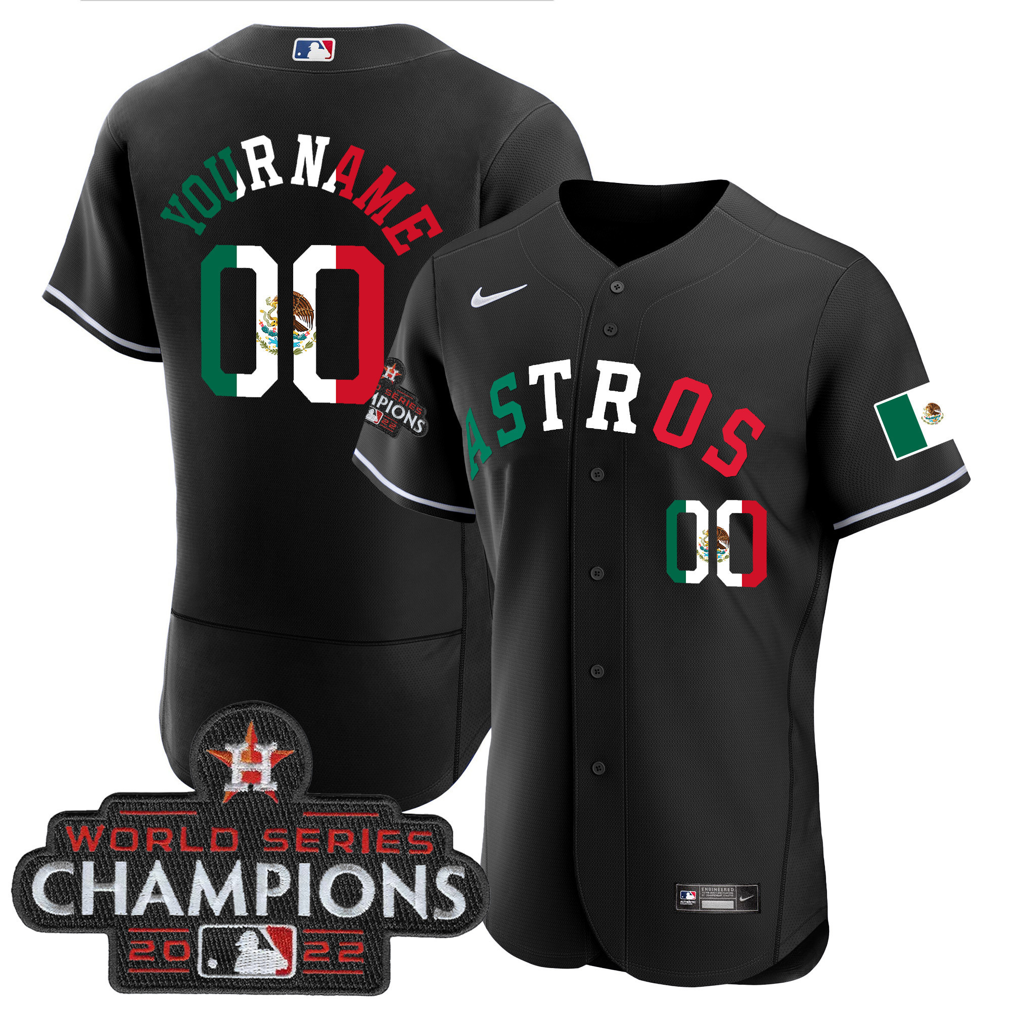 Houston Astros 2023 Mexico Custom Flex Base Jersey - All Stitched