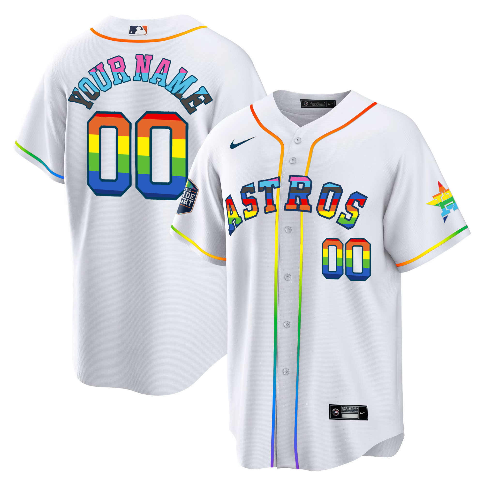 Houston Astros 2023 Pride Custom Cool White Jersey - All Stitched