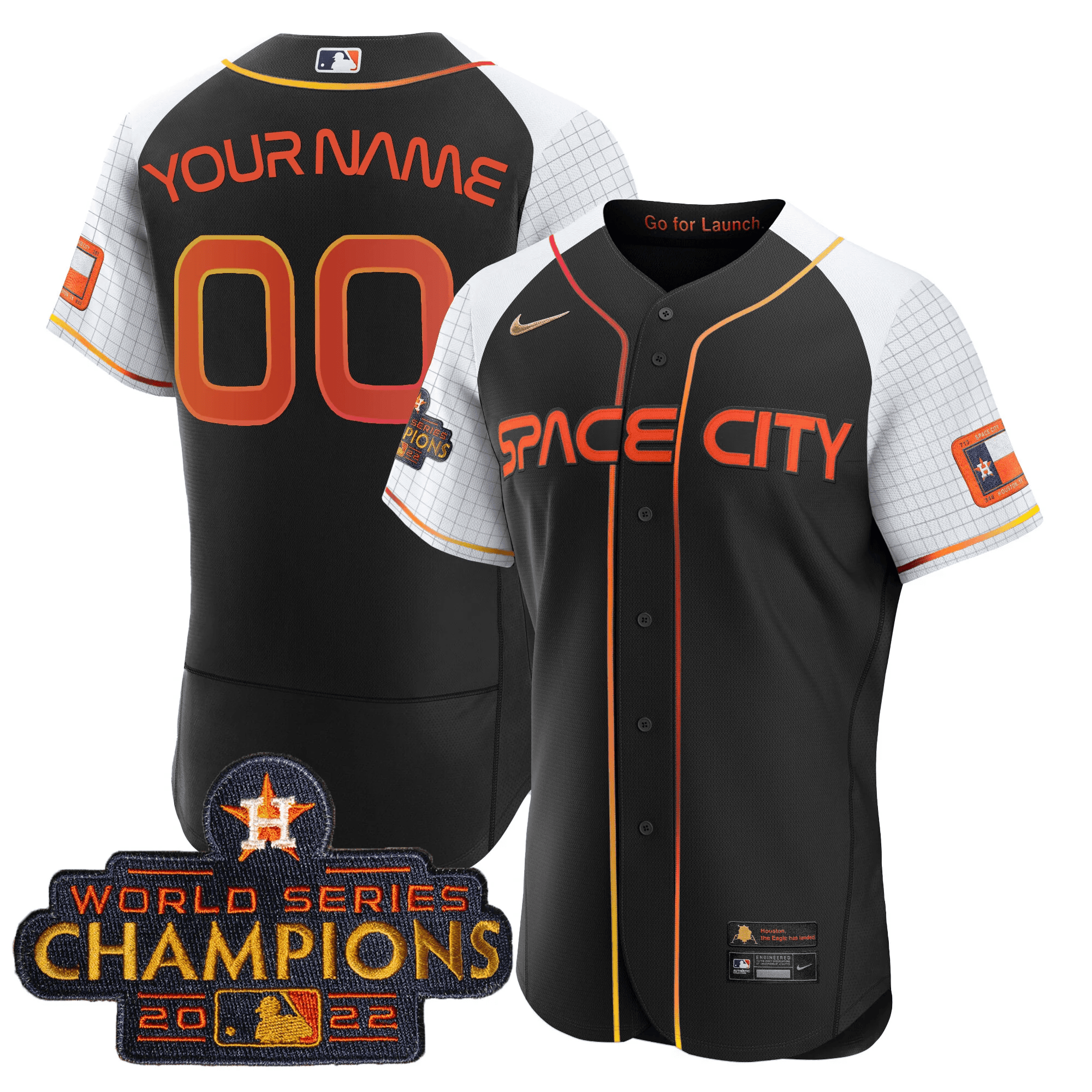 Houston Astros 2023 Space City Champions Alternate Flex Custom Black Jersey - All Stitched