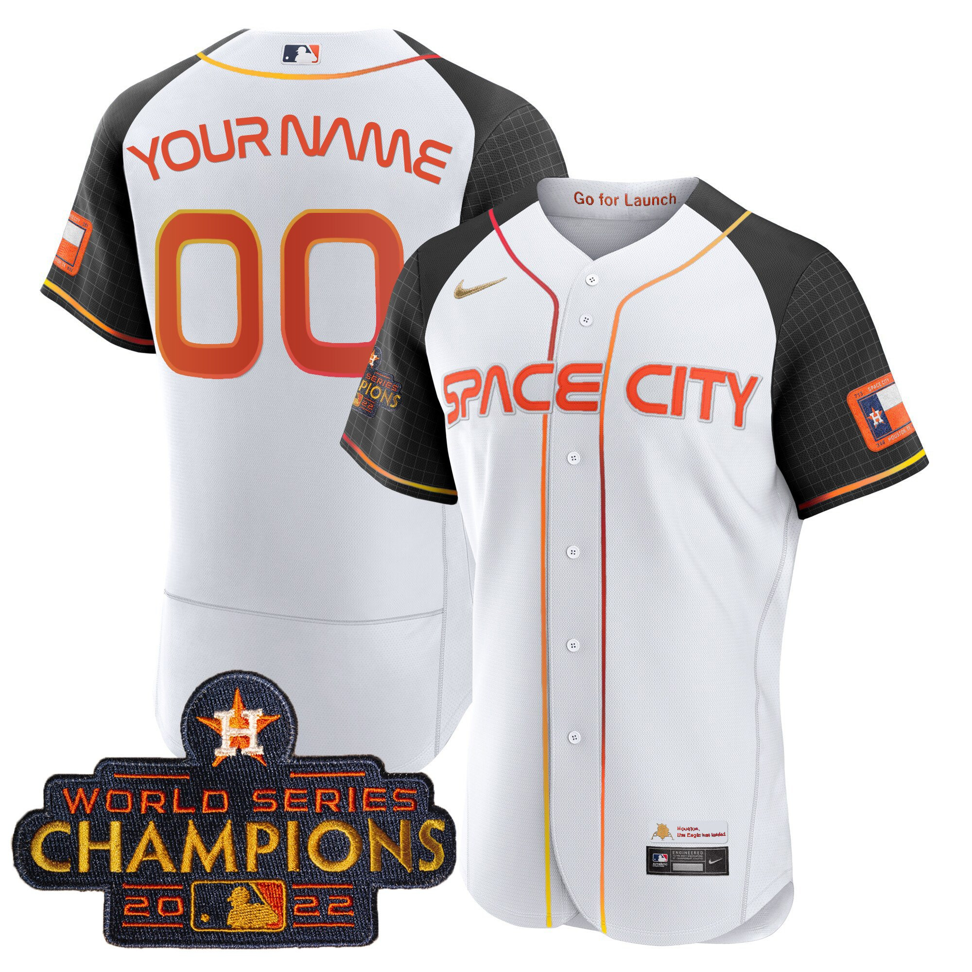 Houston Astros 2023 Space City Champions Alternate Flex Custom White Jersey - All Stitched