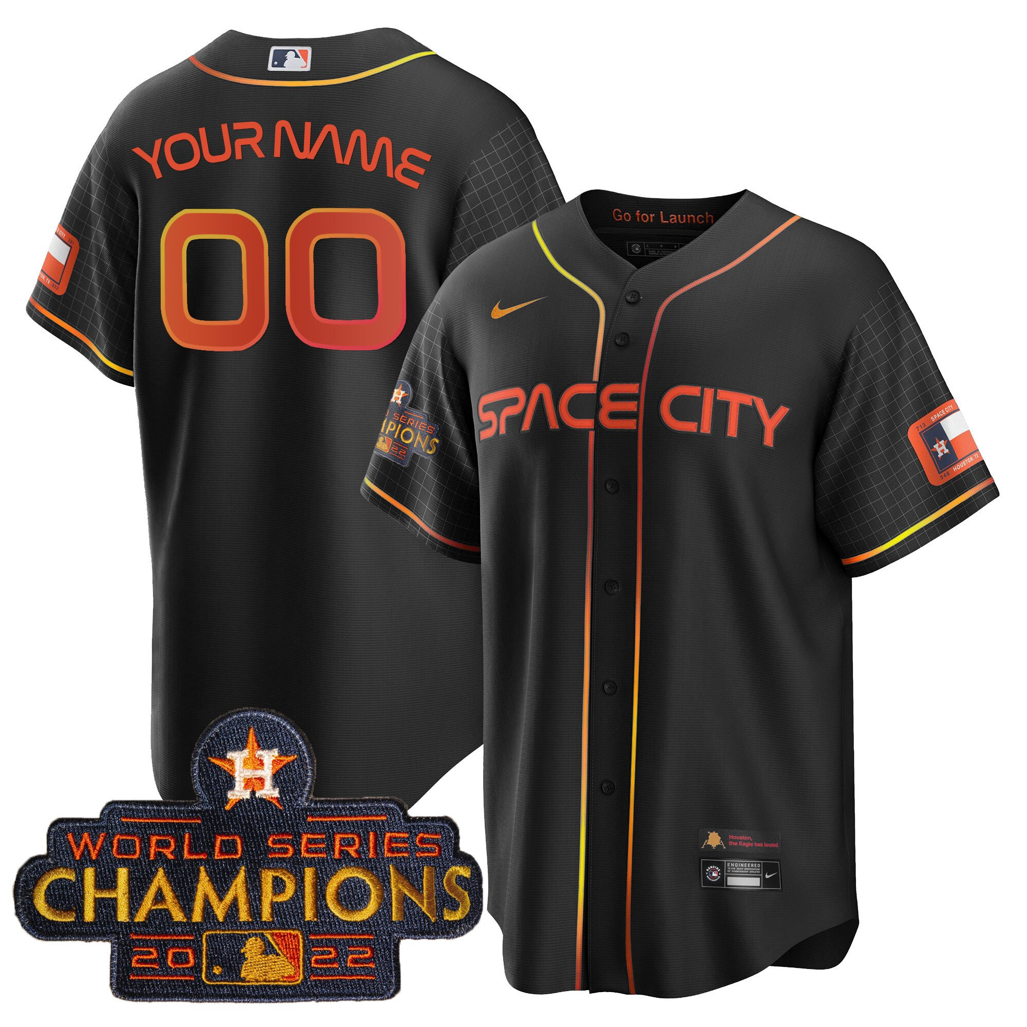 Houston Astros 2023 Space City Champions Custom Cool Black Jersey - All Stitched