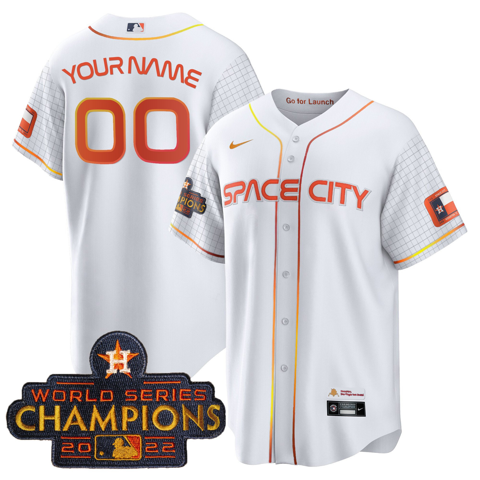 Houston Astros 2023 Space City Champions Custom Cool White Jersey - All Stitched