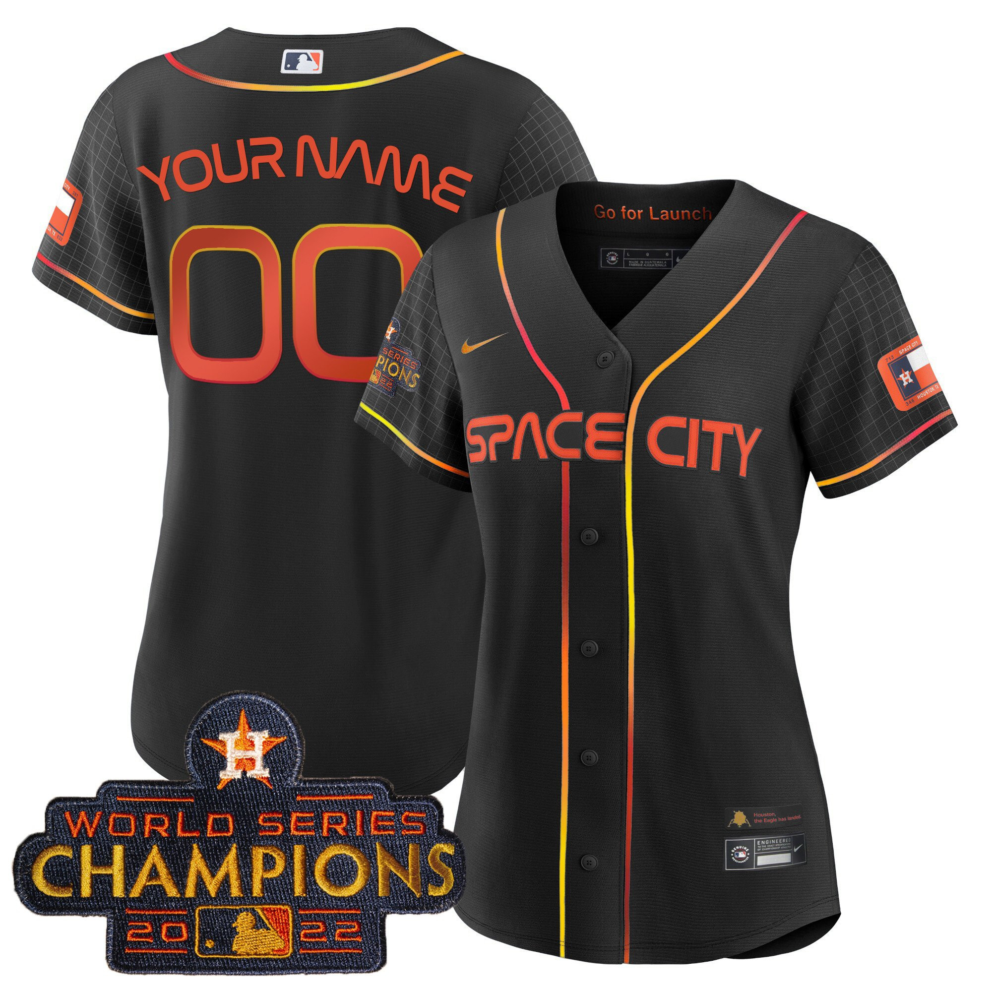 Houston Astros 2023 Space City Champions Custom Flex Black Jersey - All Stitched