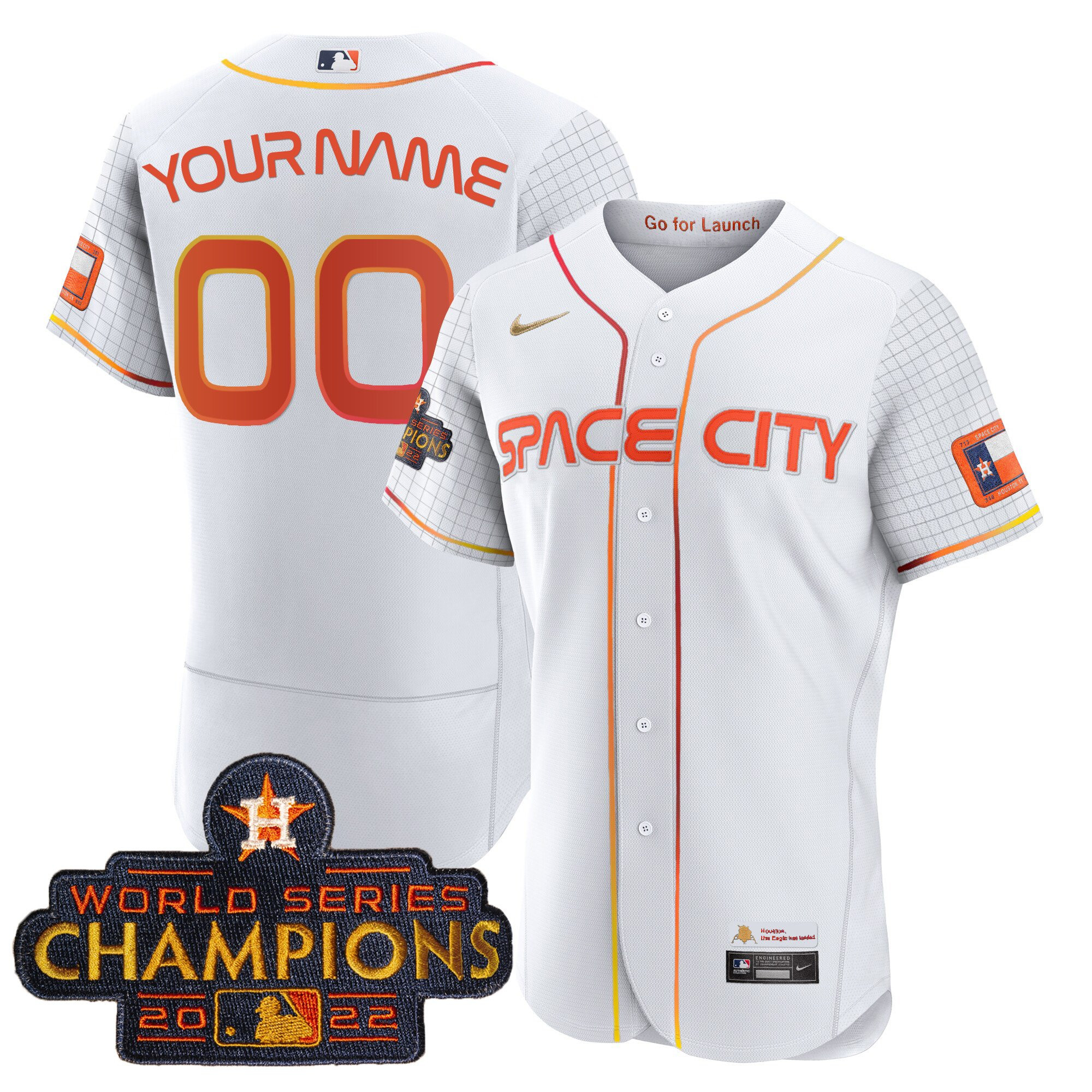 Houston Astros 2023 Space City Champions Custom Flex White Jersey - All Stitched