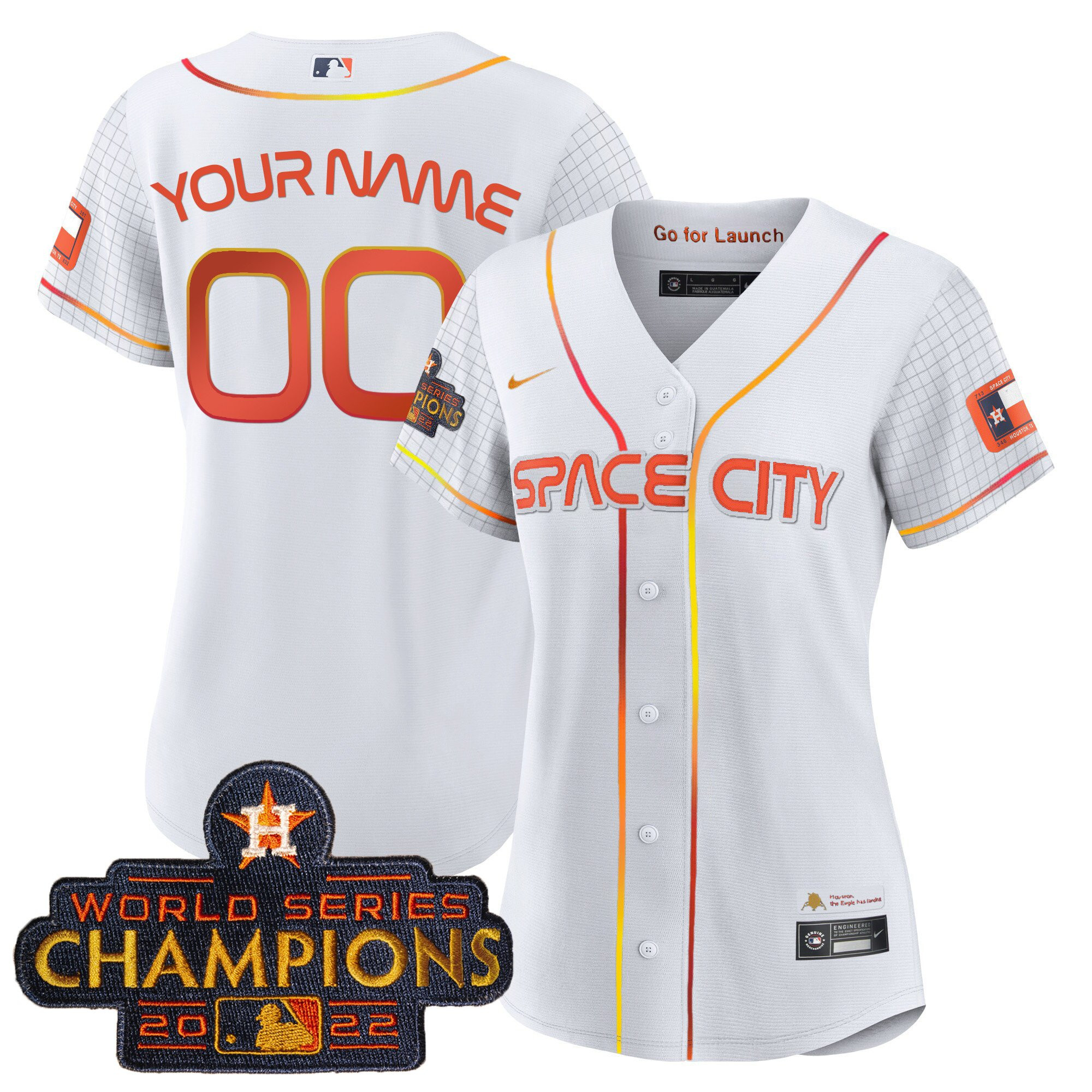 Houston Astros 2023 Space City Champions Custom Flex White Jersey - All Stitched