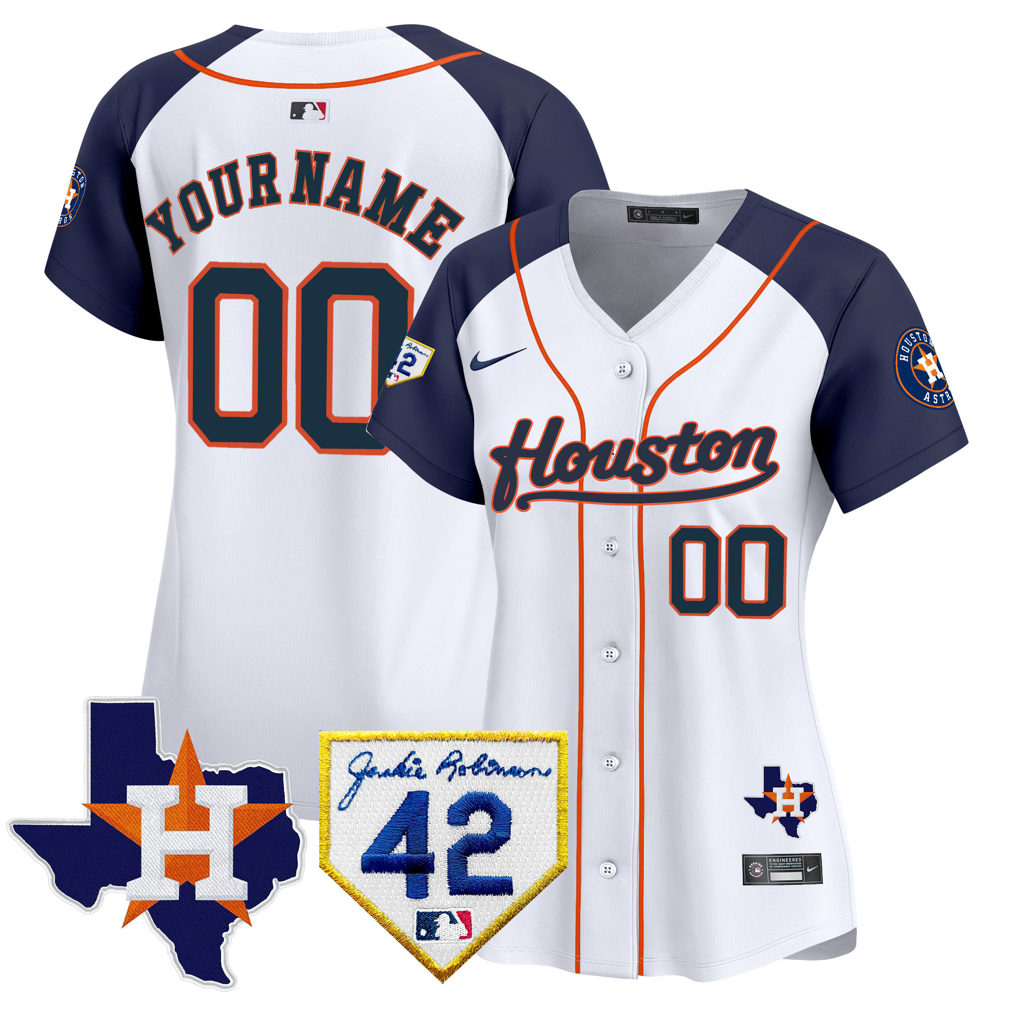 Houston Astros 2024 Jackie Robinson Patch Vapor Premier Limited Custom Alternate Jersey - All Stitched
