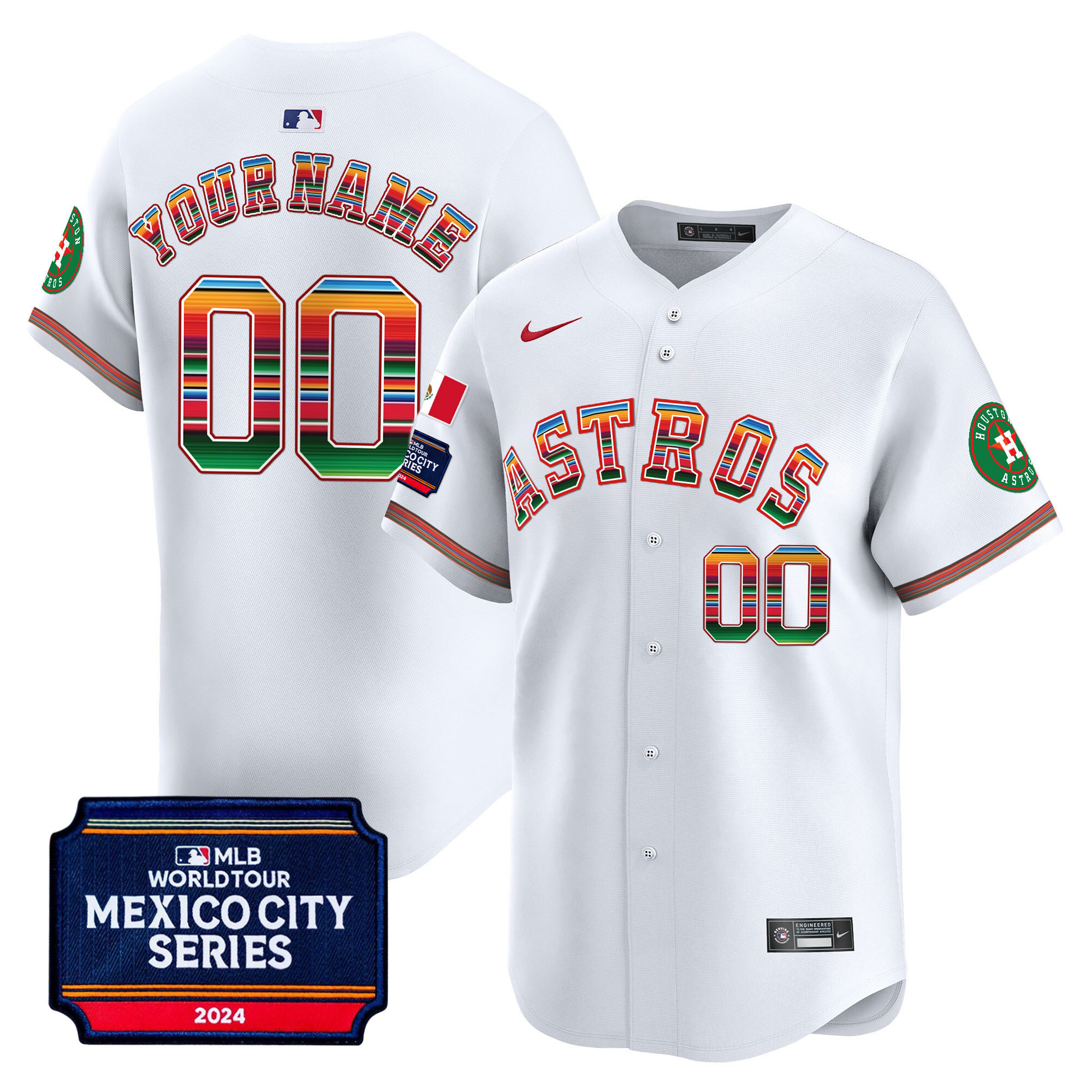 Houston Astros 2024 Mexico City Series Patch Vapor Premier Limited Custom White Jersey - All Stitched