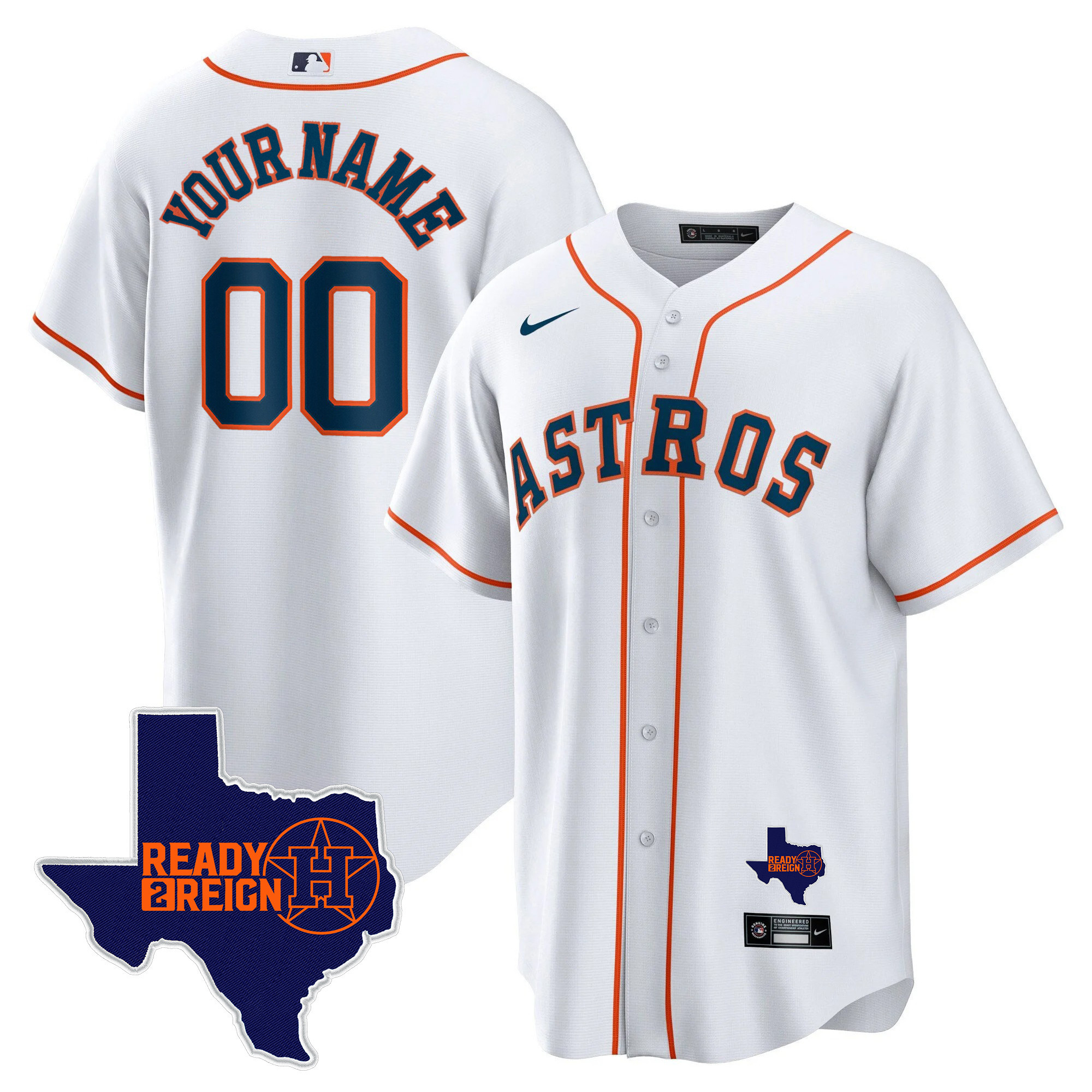 Houston Astros 2024 Ready 2 Reign Cool Base Custom Home Jersey - All Stitched