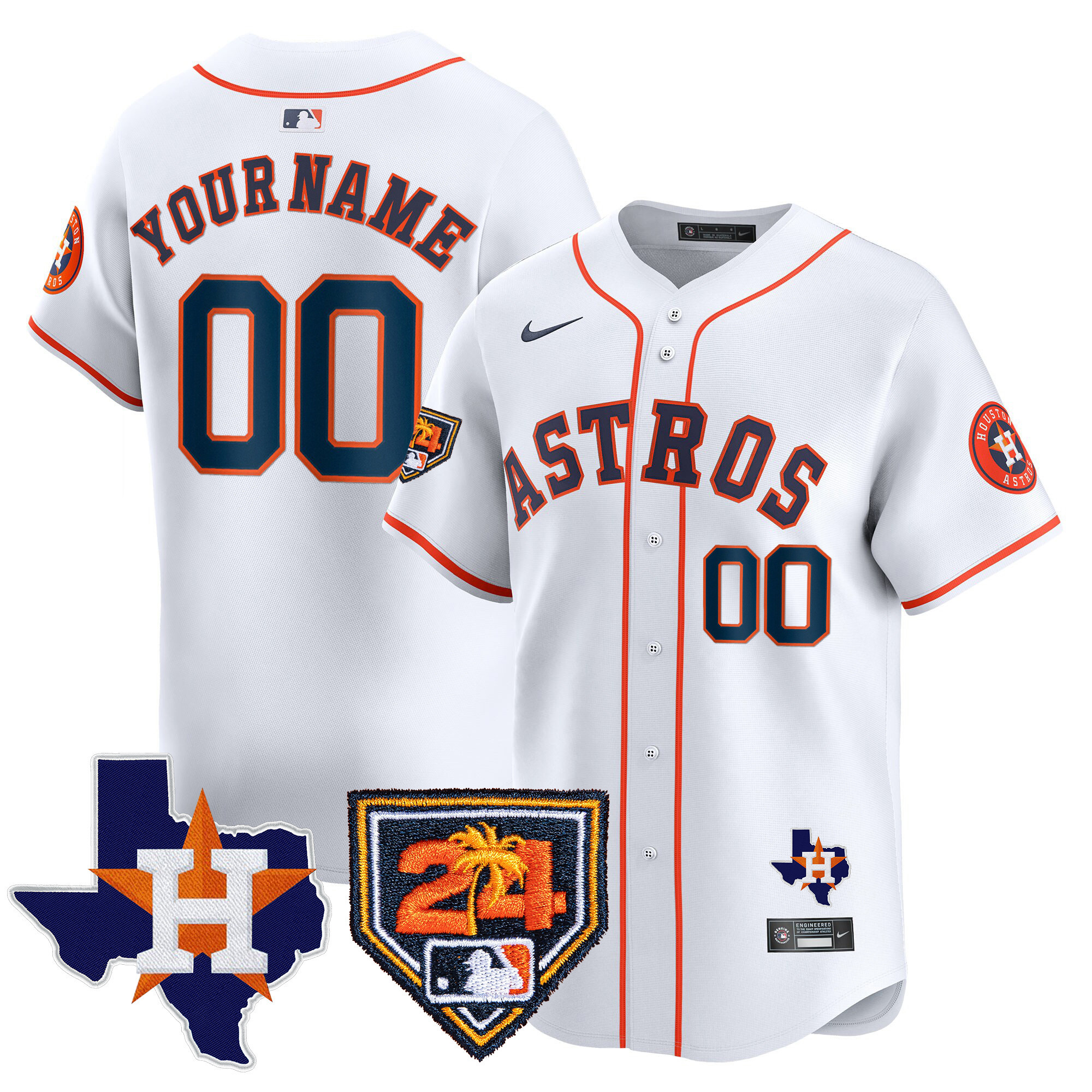 Houston Astros 2024 Spring Training & Texas Patch Vapor Premier Limited Custom Home Jersey - All Stitched