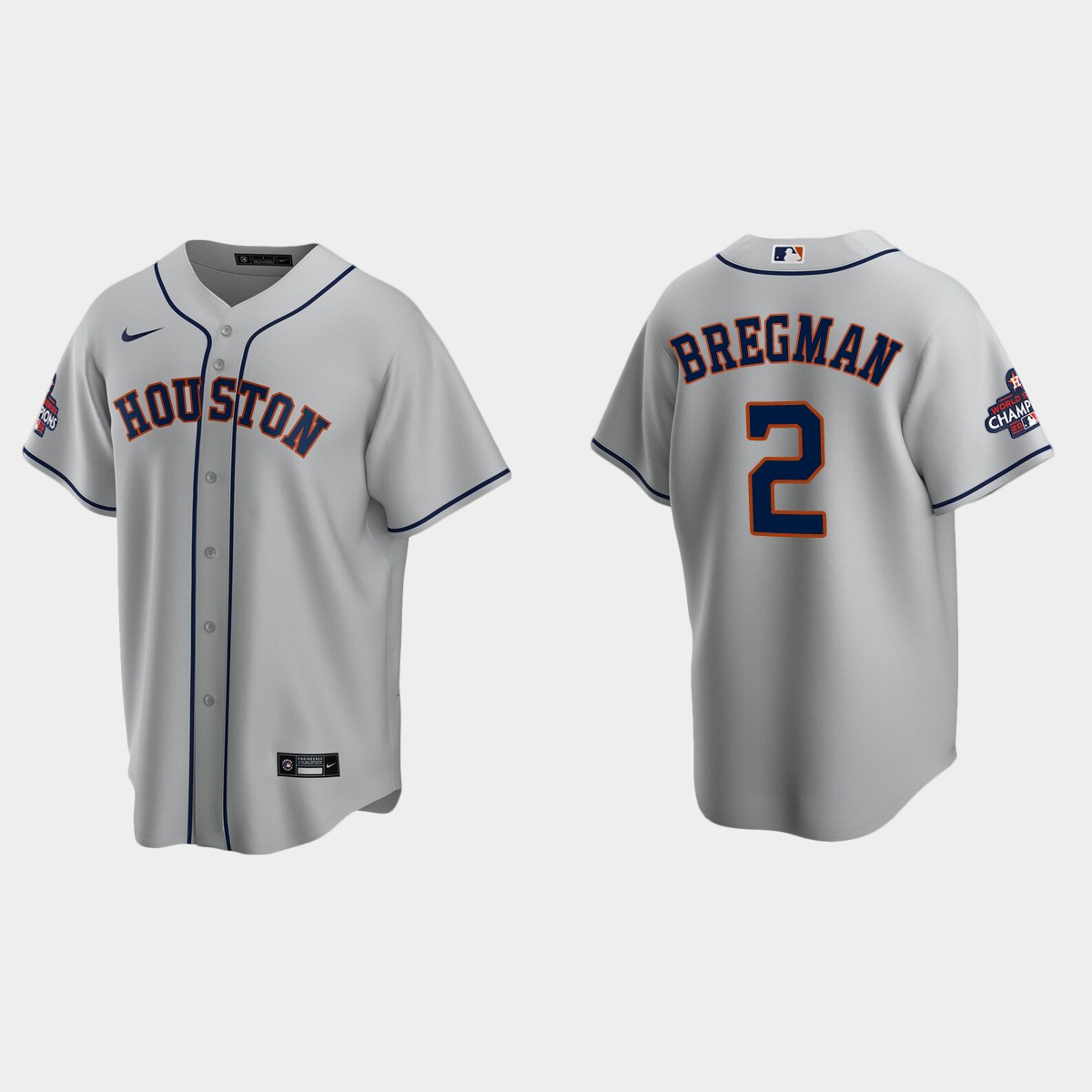 Houston Astros Alex Bregman 2022 World Series Champions Gray Jersey