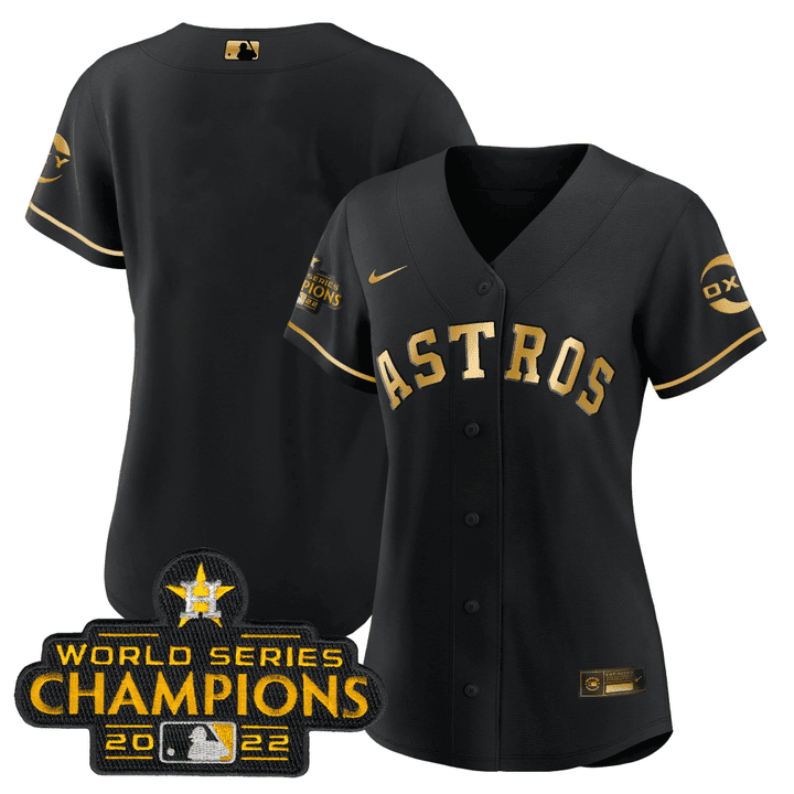 Houston Astros Black Gold Rush Blank No Name Flex Base Jersey - All Stitched